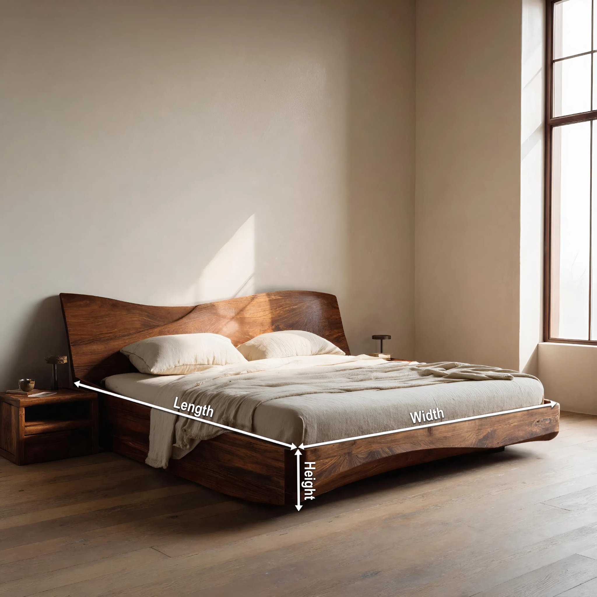 Organic Platform Bed And Headboard For Minimalist Bedroom Design RTTHHNWO003