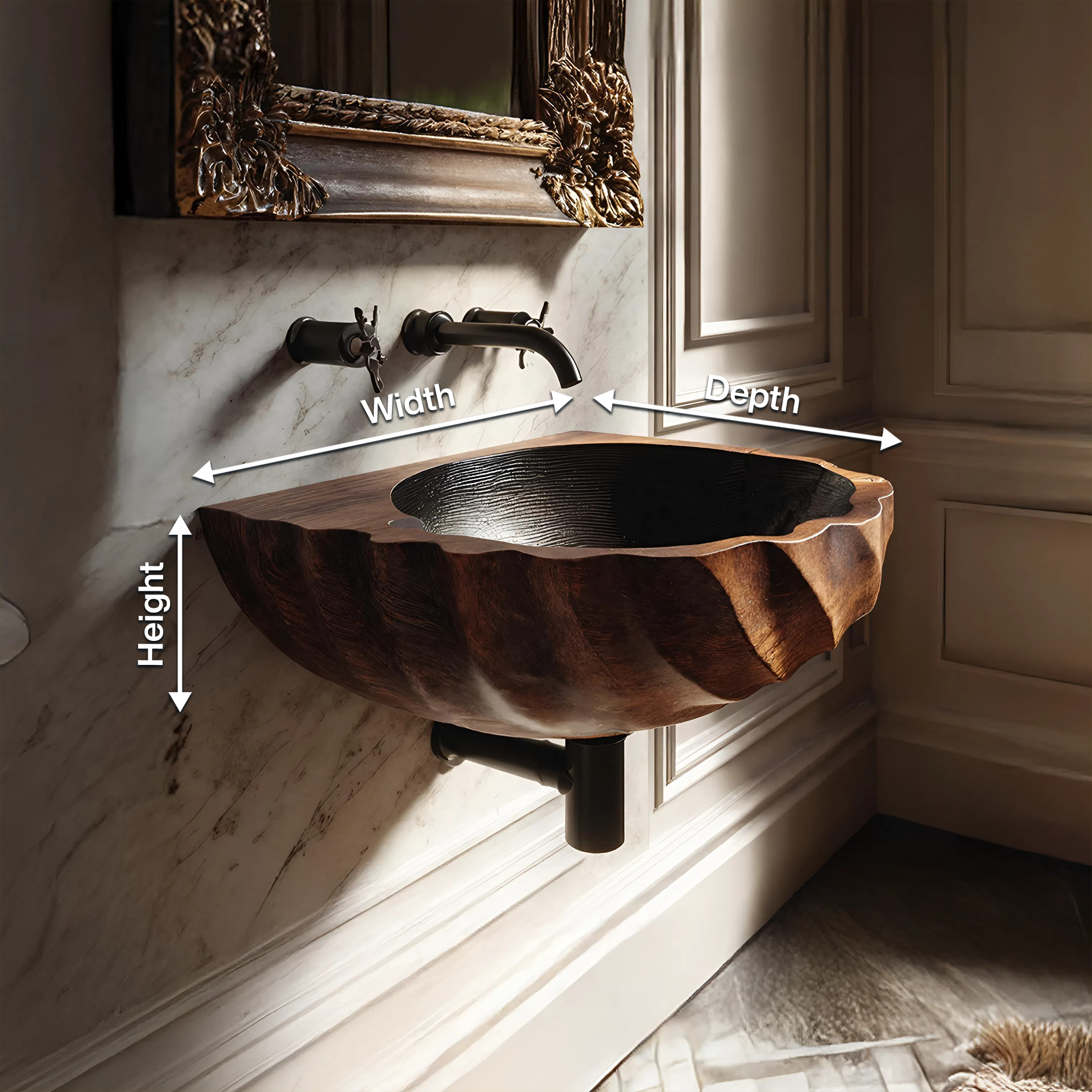 Modern Wooden Live Edge Wood Basin For Minimalist Bathroom Design SILDTTRVS029