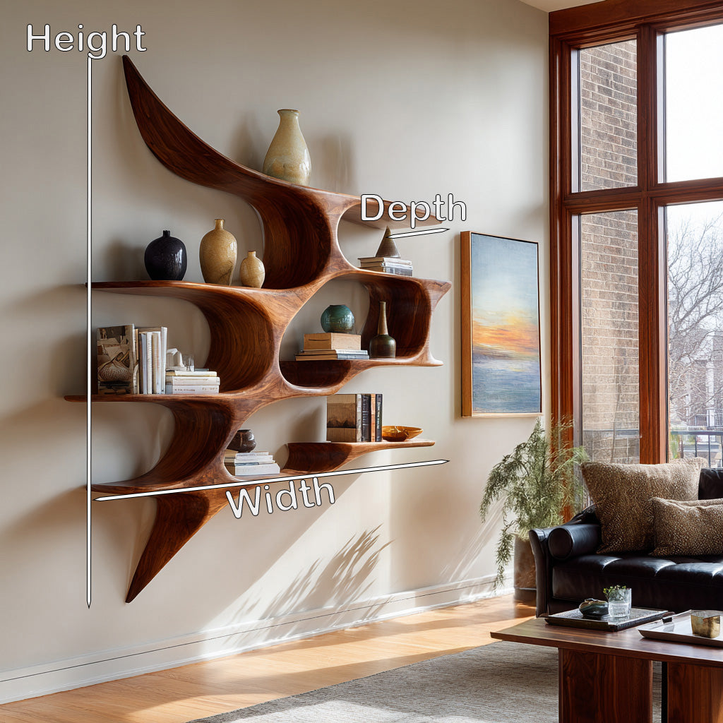 Artistic Wooden Wall Shelf For Living Room Decor RTTHHNWMS005