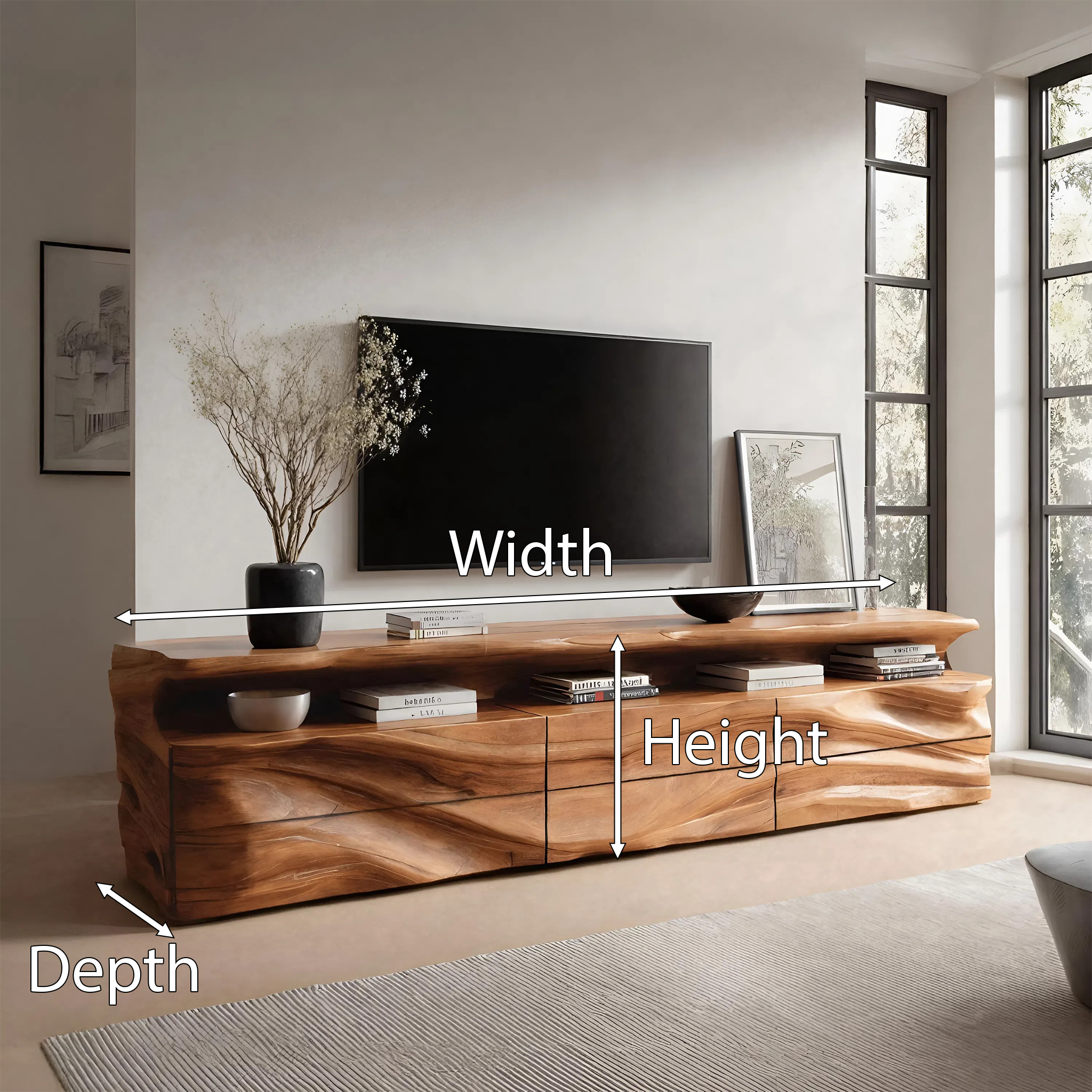 Modern TV Console With Shelf And Drawers For Living Room SITHHNTVC020