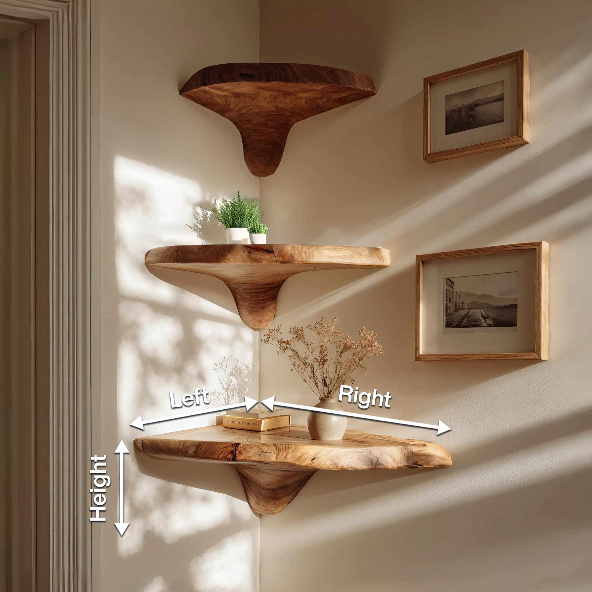 Handcrafted Wooden Live Edge Mushroom Shelf For Entryway Design SILDTTNCMS004