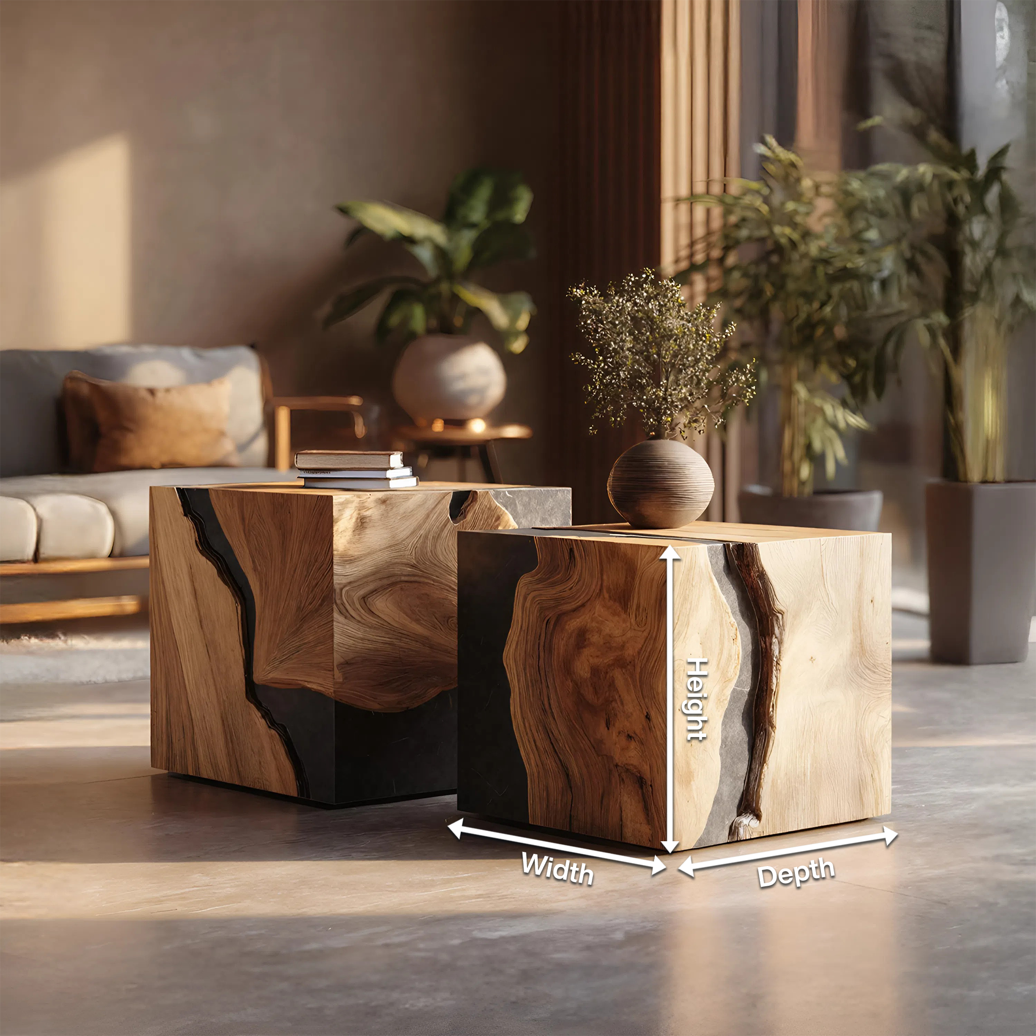 Mid Century Wooden Cube Coffee Table For Living Room Decor SILDTTNCF028