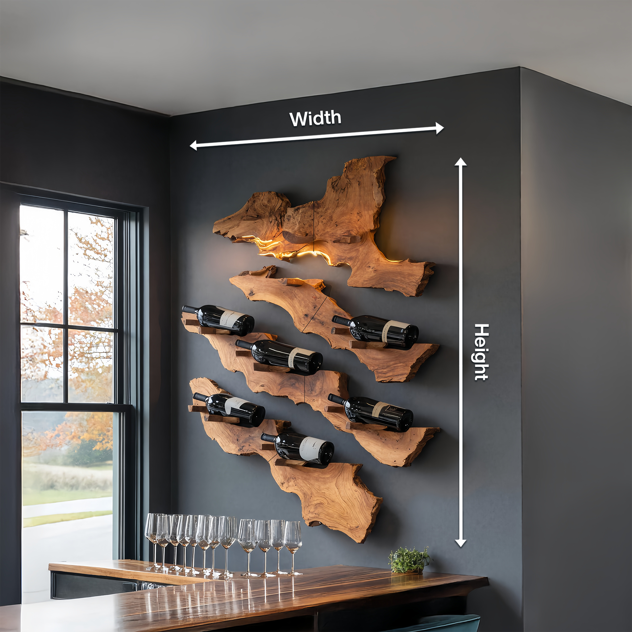 Handcrafted Wooden Live Edge Wine Holder For Bar Decor Ideas SILDTTRWH057