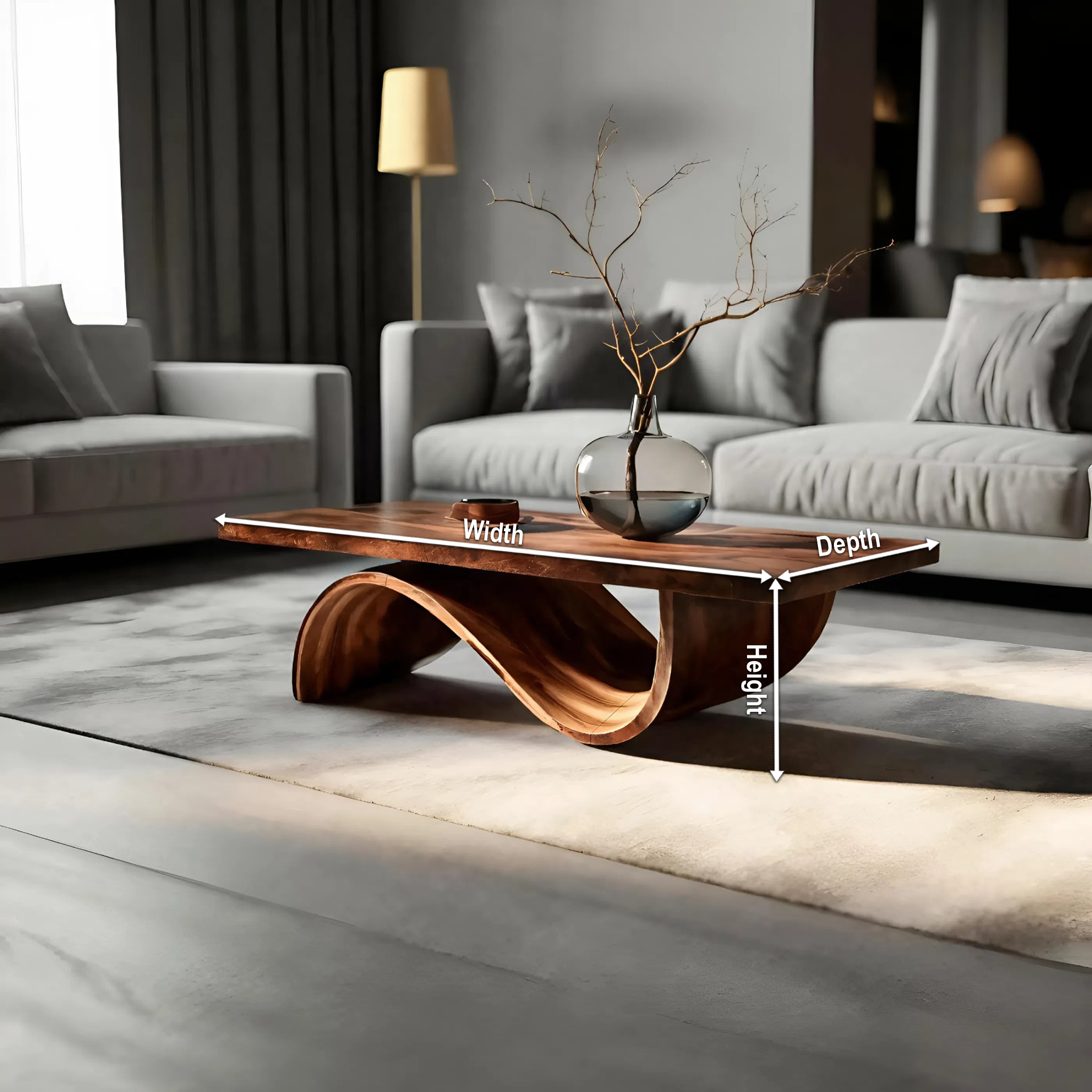Artistic Coffee Table Curved Base Design For Living Decor RTTHTTCF022