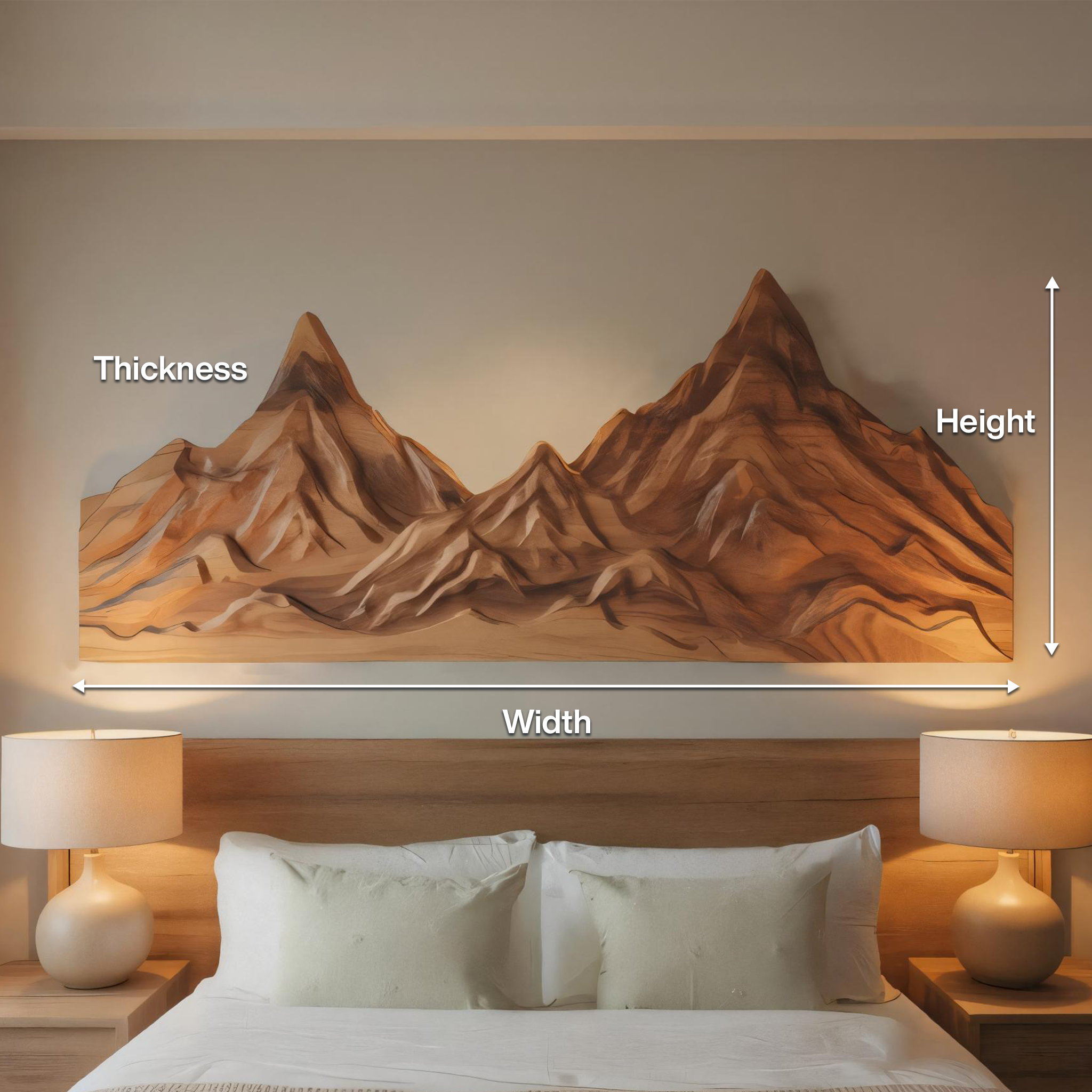 Rustic Mountain Wall Art Sculpture Hand Carved For Bedroom And Living Room SITHHNWA001