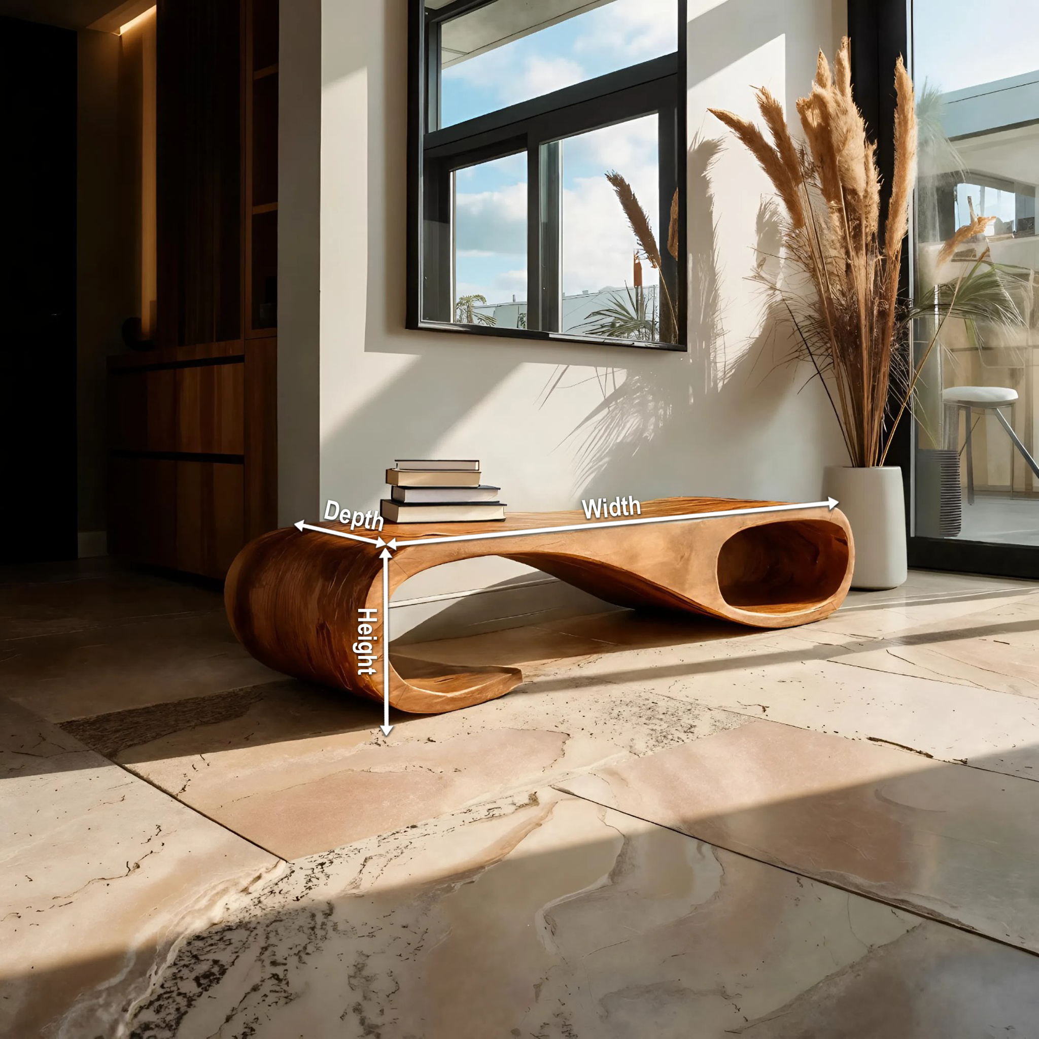 Modern Curved Bench For Entryway Furniture Accent Piece RTTHTTCHR080