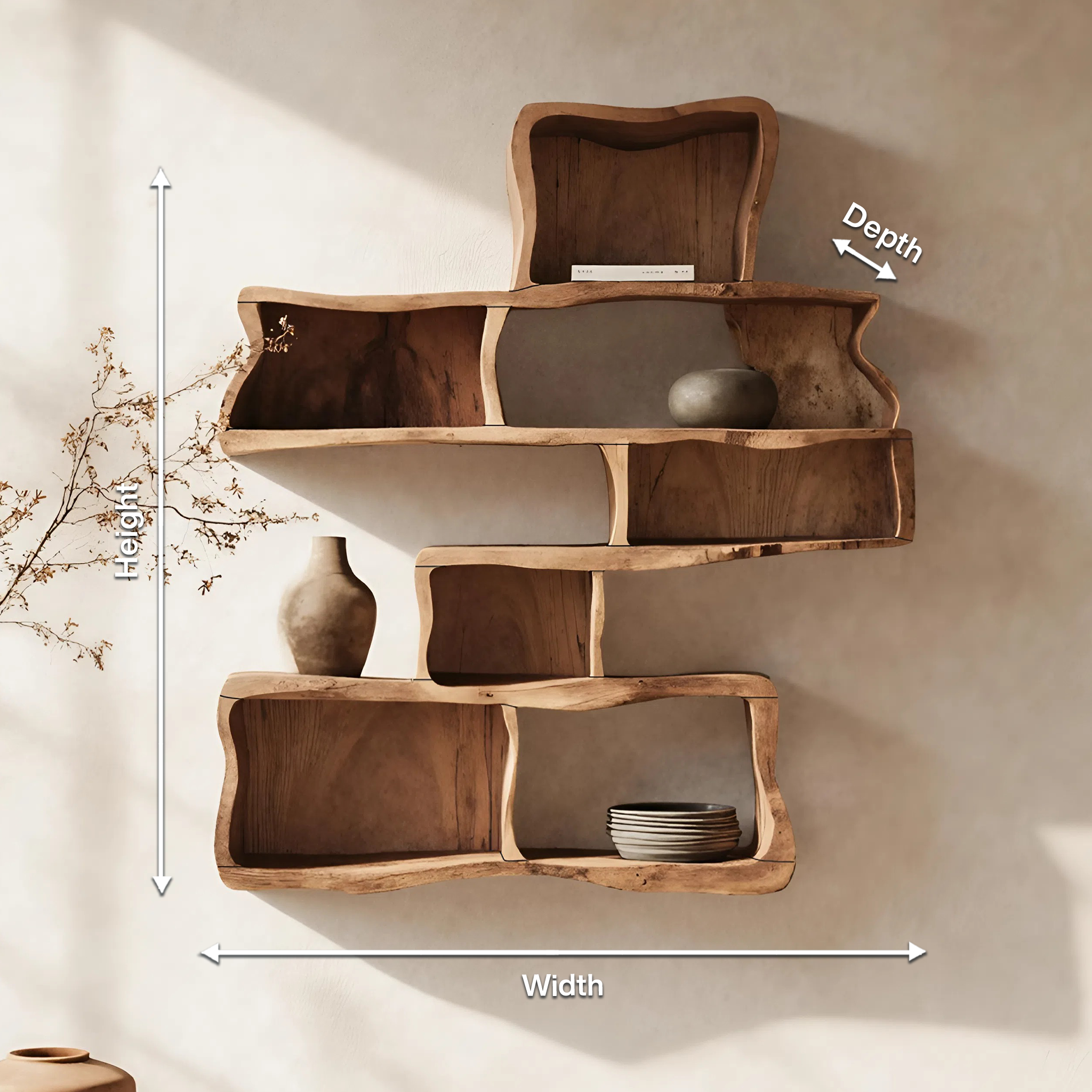 Handcrafted Floating Shelf for Modern Living Room Design SILDTTNWMS010