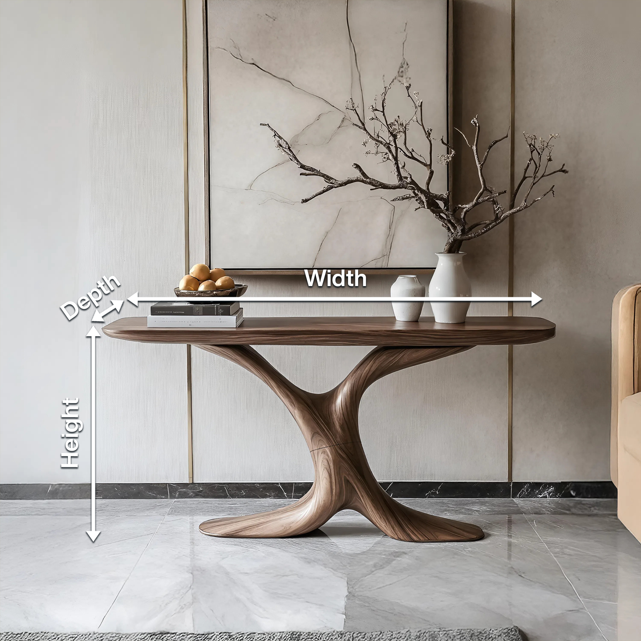Handcrafted Wooden Live Edge Console Table For Entryway Decor SILDTTRCS046