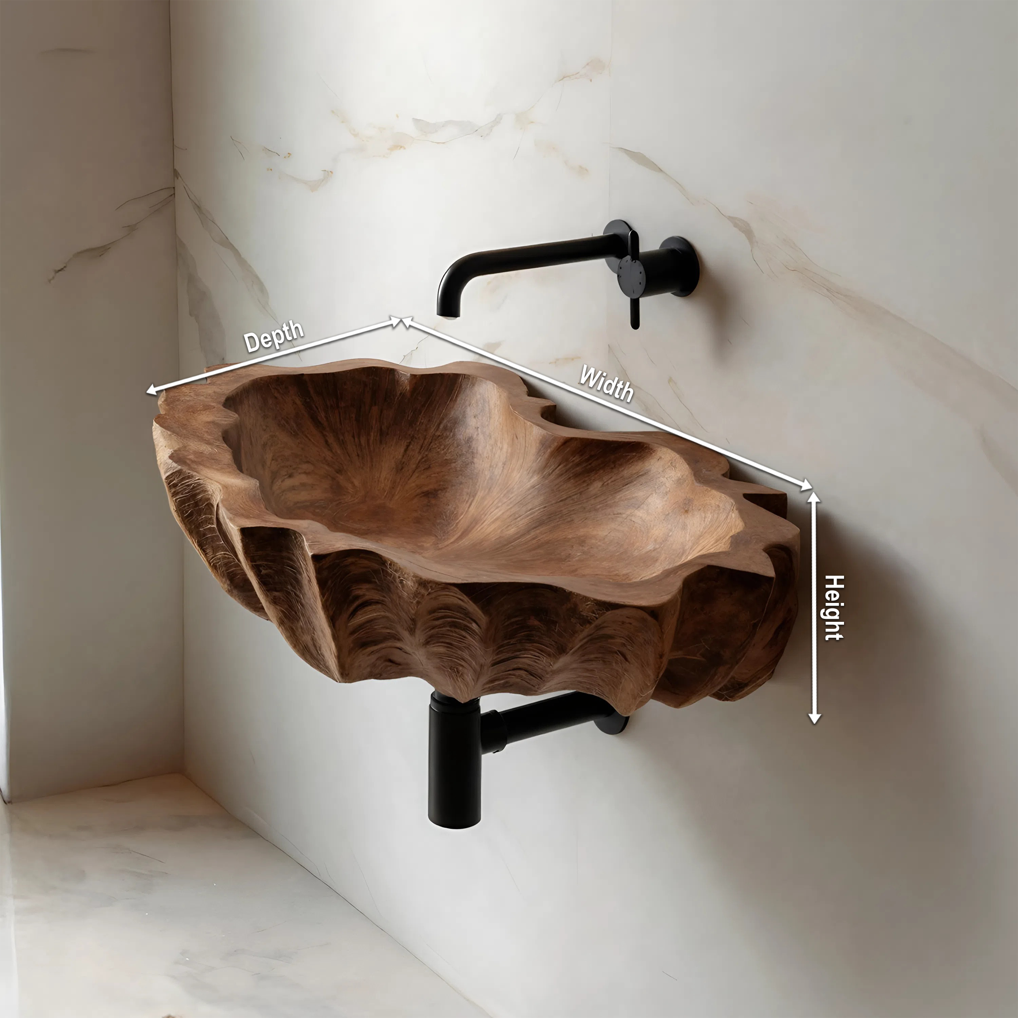Mid Century Wooden Live Edge Wood Basin For Bedroom Interior Decor SILDTTRVS036