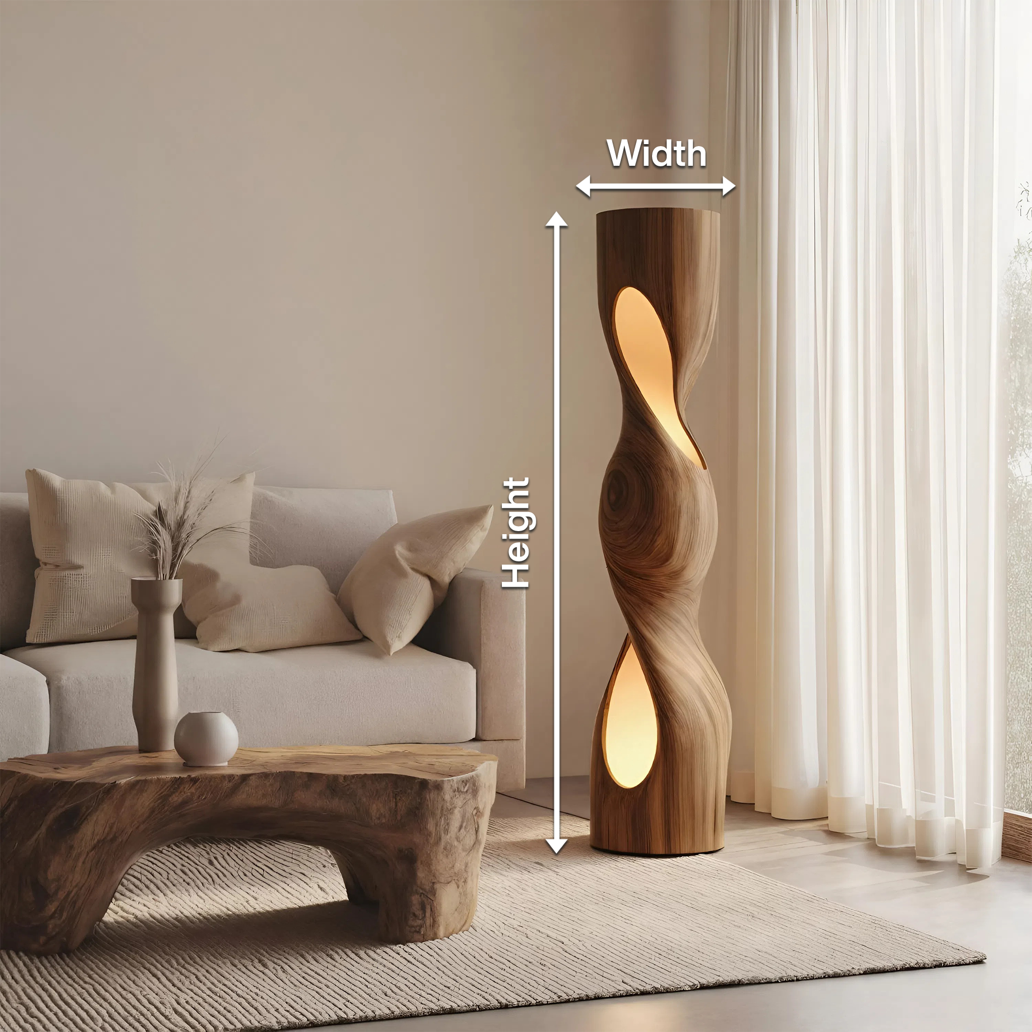 Organic Sculptural Twisted Floor Lamp For Living Room Or Bedroom SITHHNLAM030