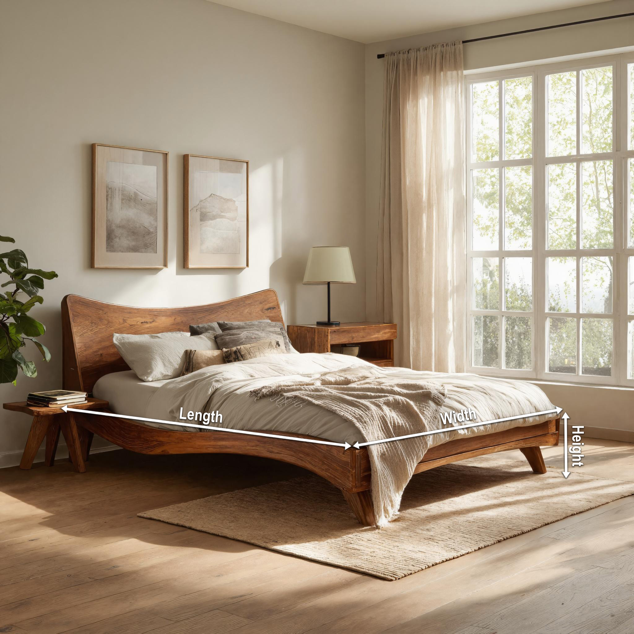 Set Headboard And Curved Bed Frame For Modern Bedroom RTTHHNWO006