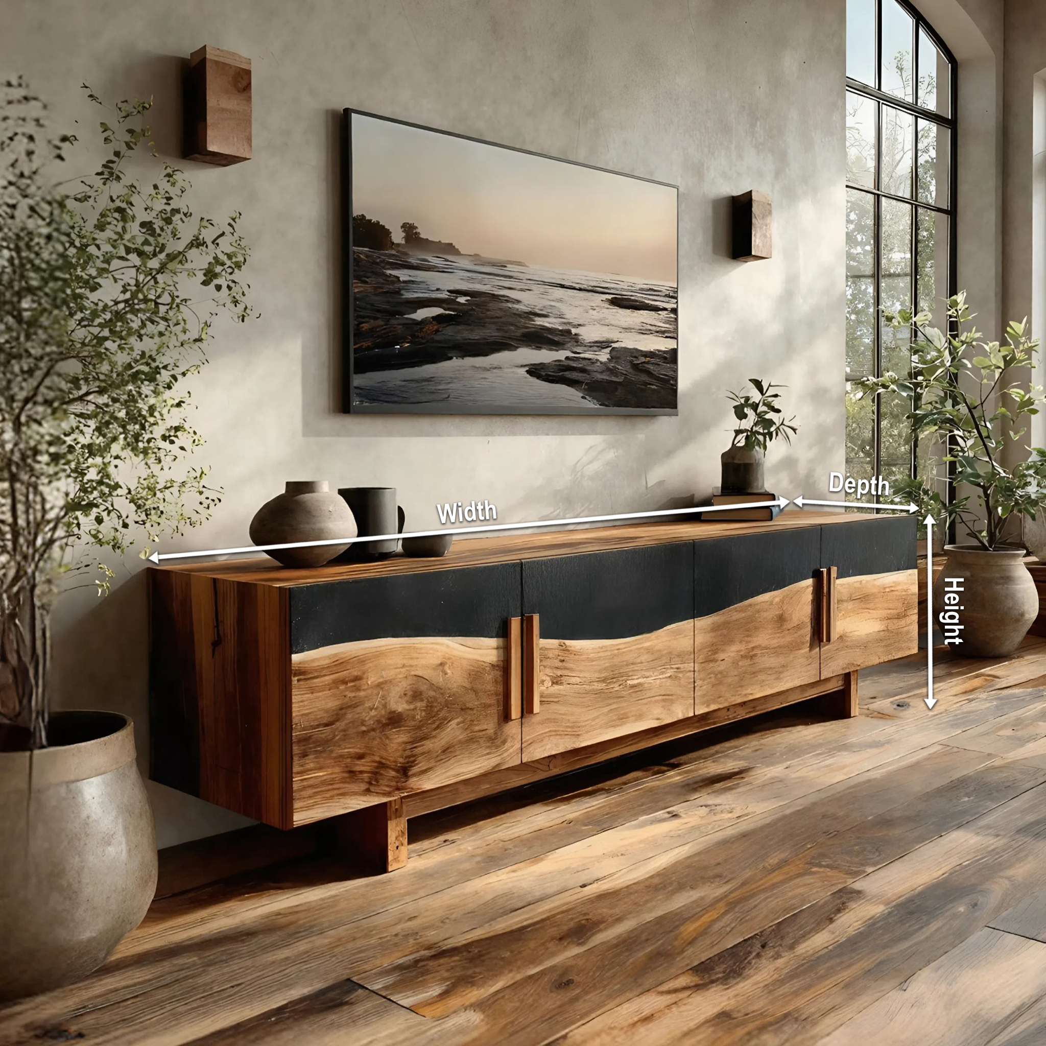 Mid Century Natural Wood Entertainment Unit For Decor SILDTTNTVC114