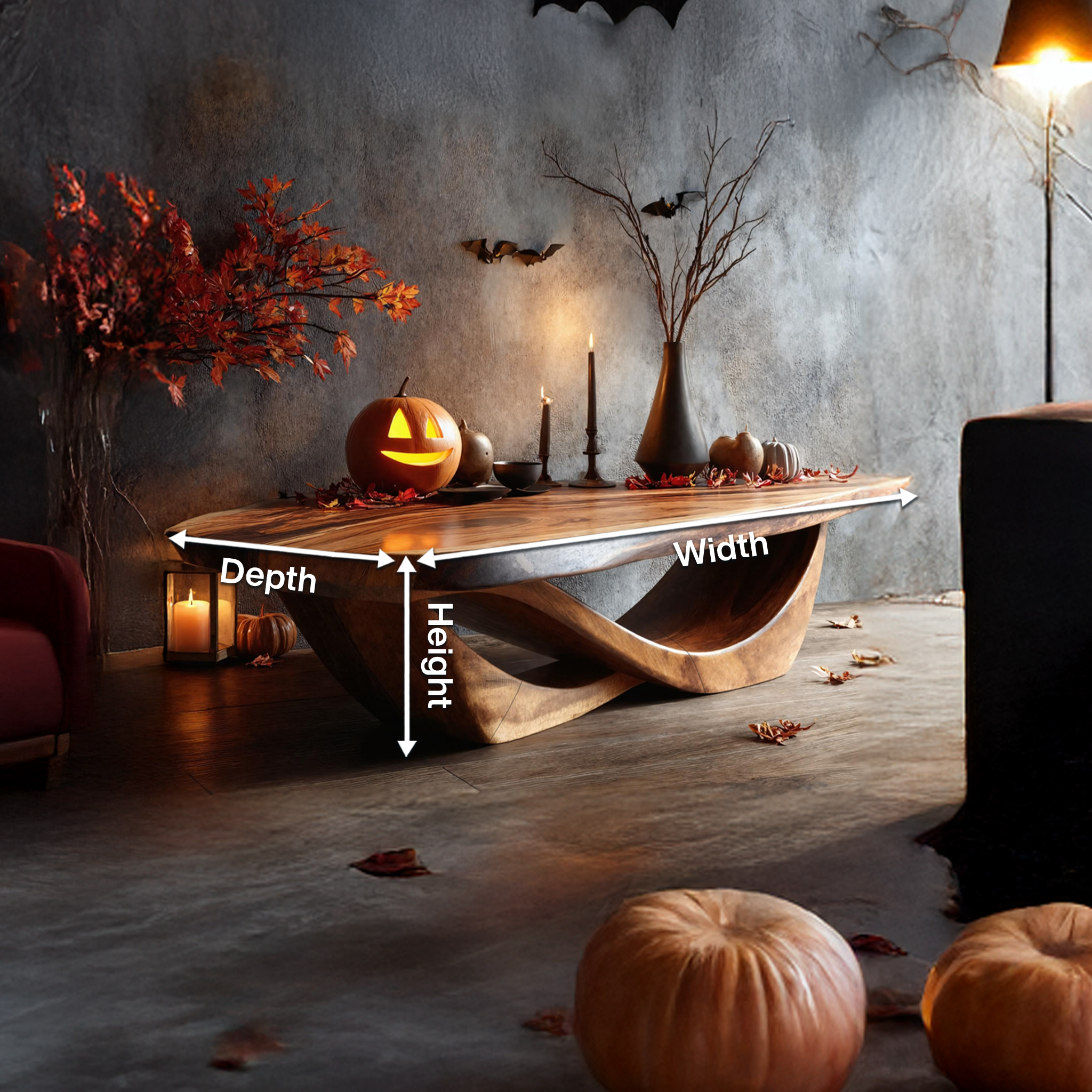 Handcrafted Solid Wood Coffee Table Entryway Design Haunted Look SILDTTNHCF025