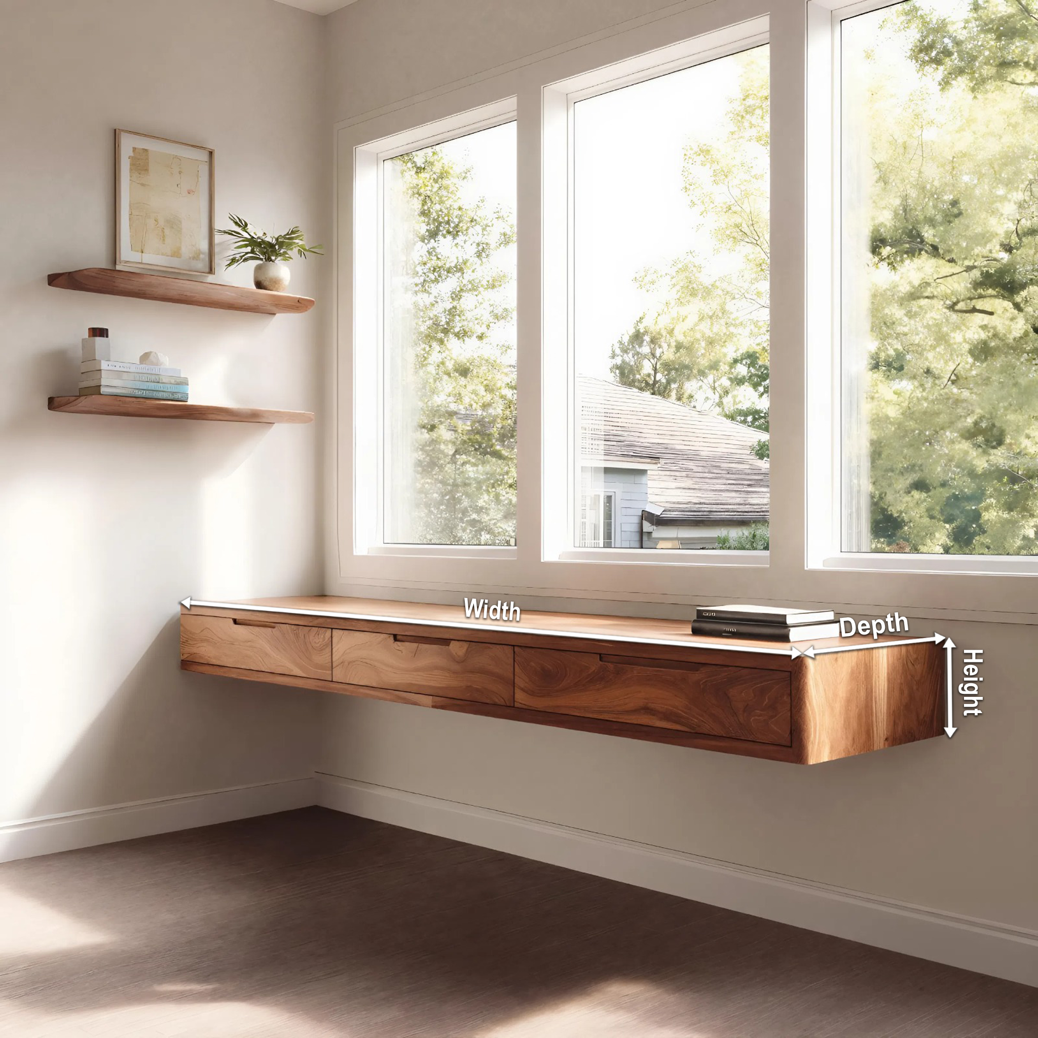 Modern Floating Desk With Drawers For Home Office SITHHNFLD013