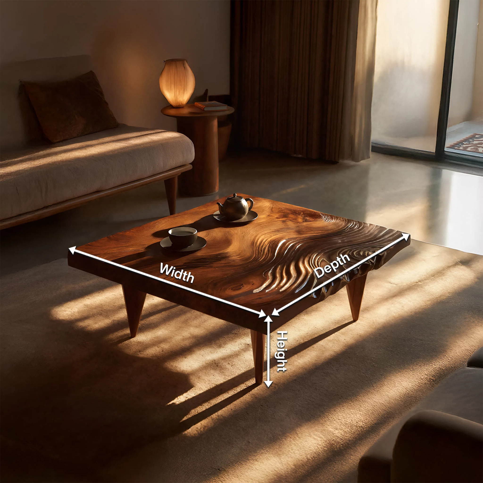 Farmhouse Solid Wood Irregular Coffee Table For Entryway SILDTTRCF073