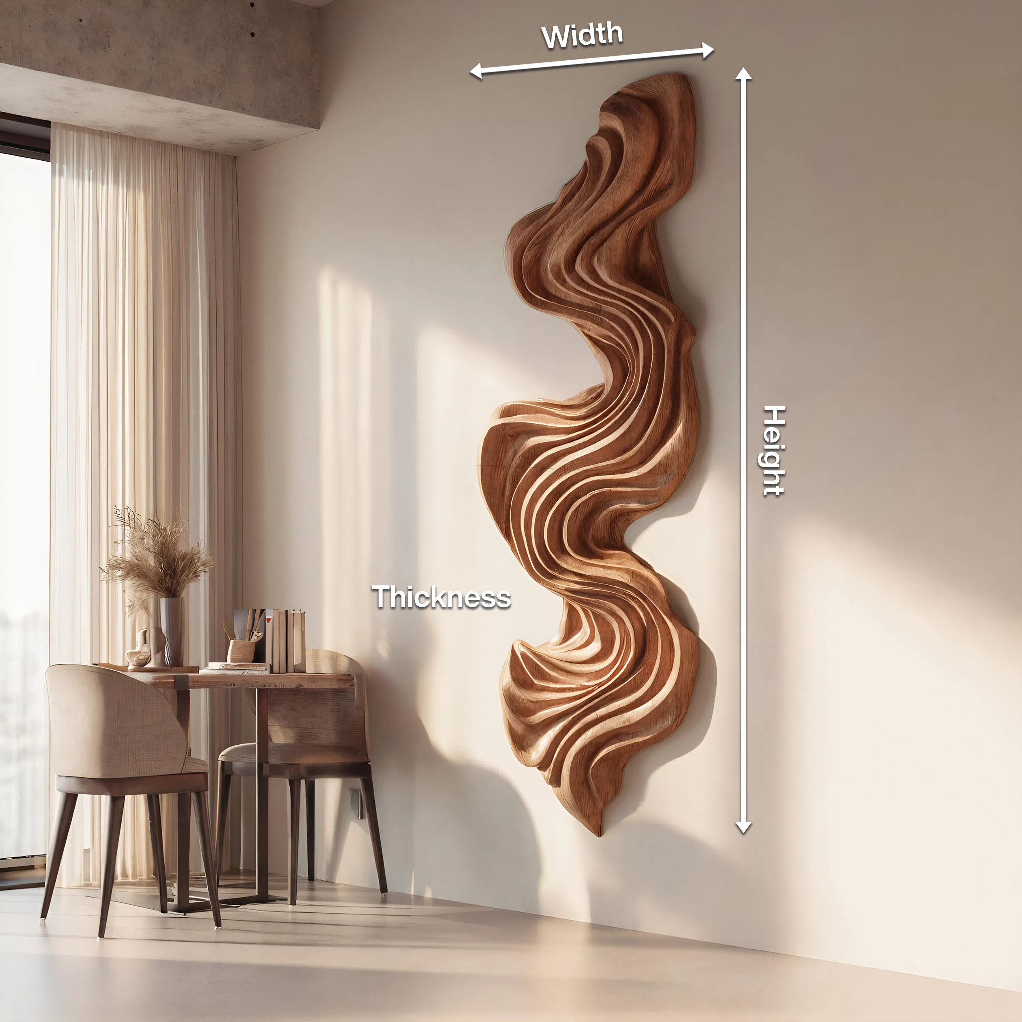 Artisan Vertical Wave Wall Sculpture For Home RTTHHNWA092