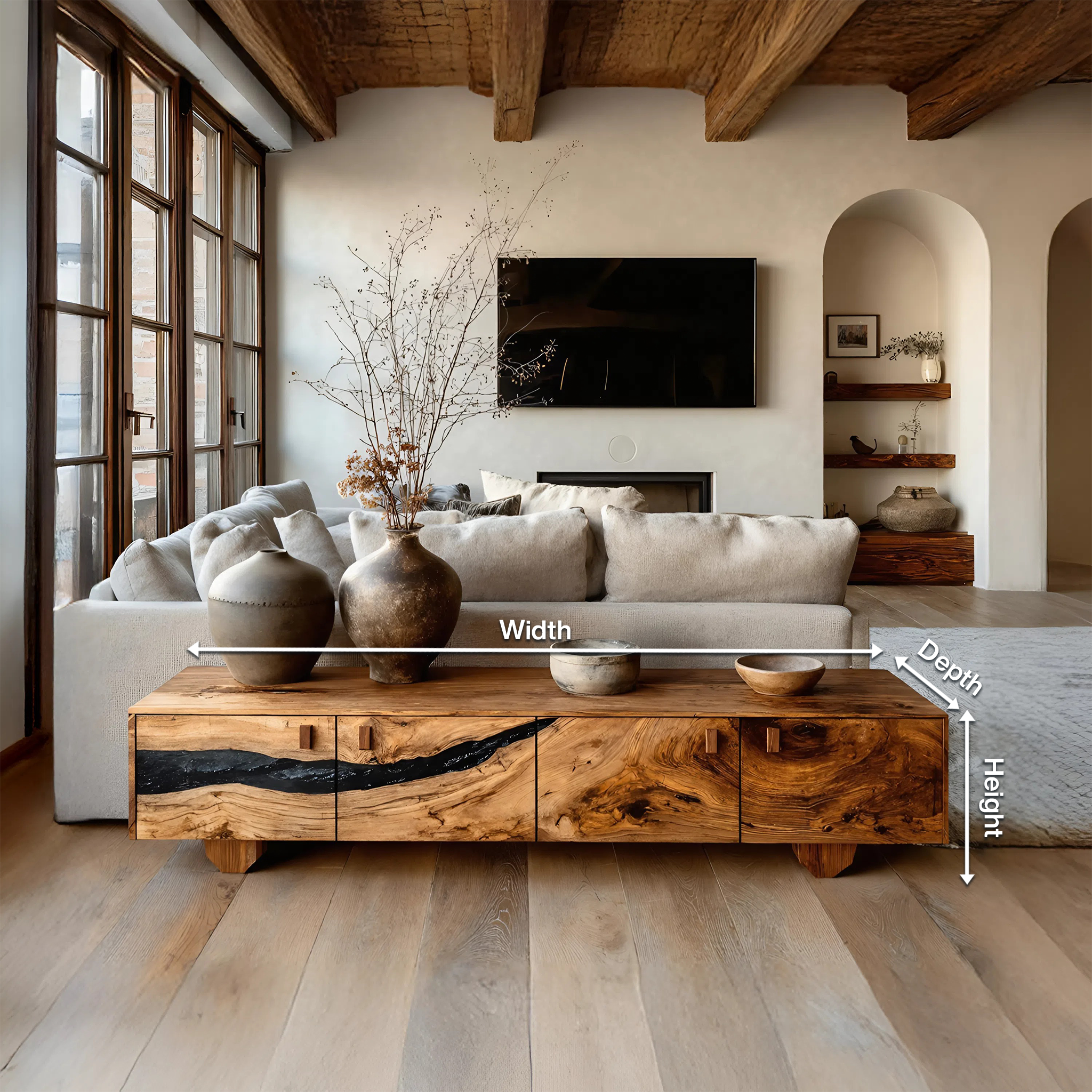 Farmhouse Live Edge TV Cabinet For Rustic Bedroom Decor SILDTTNTVC091