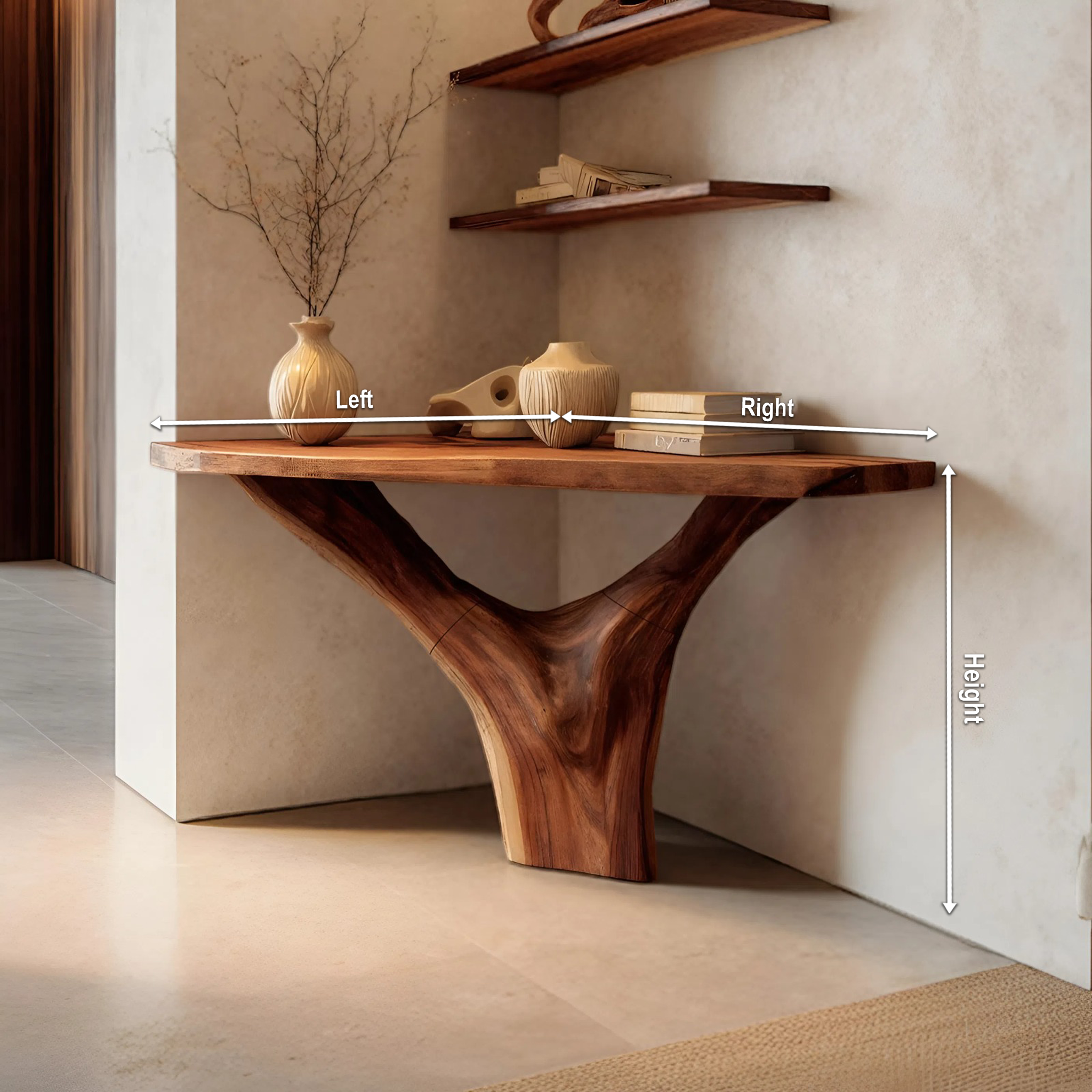 Modern Live Edge Console Table Solid Wood Artistic For Living Room SILDTTNCS099