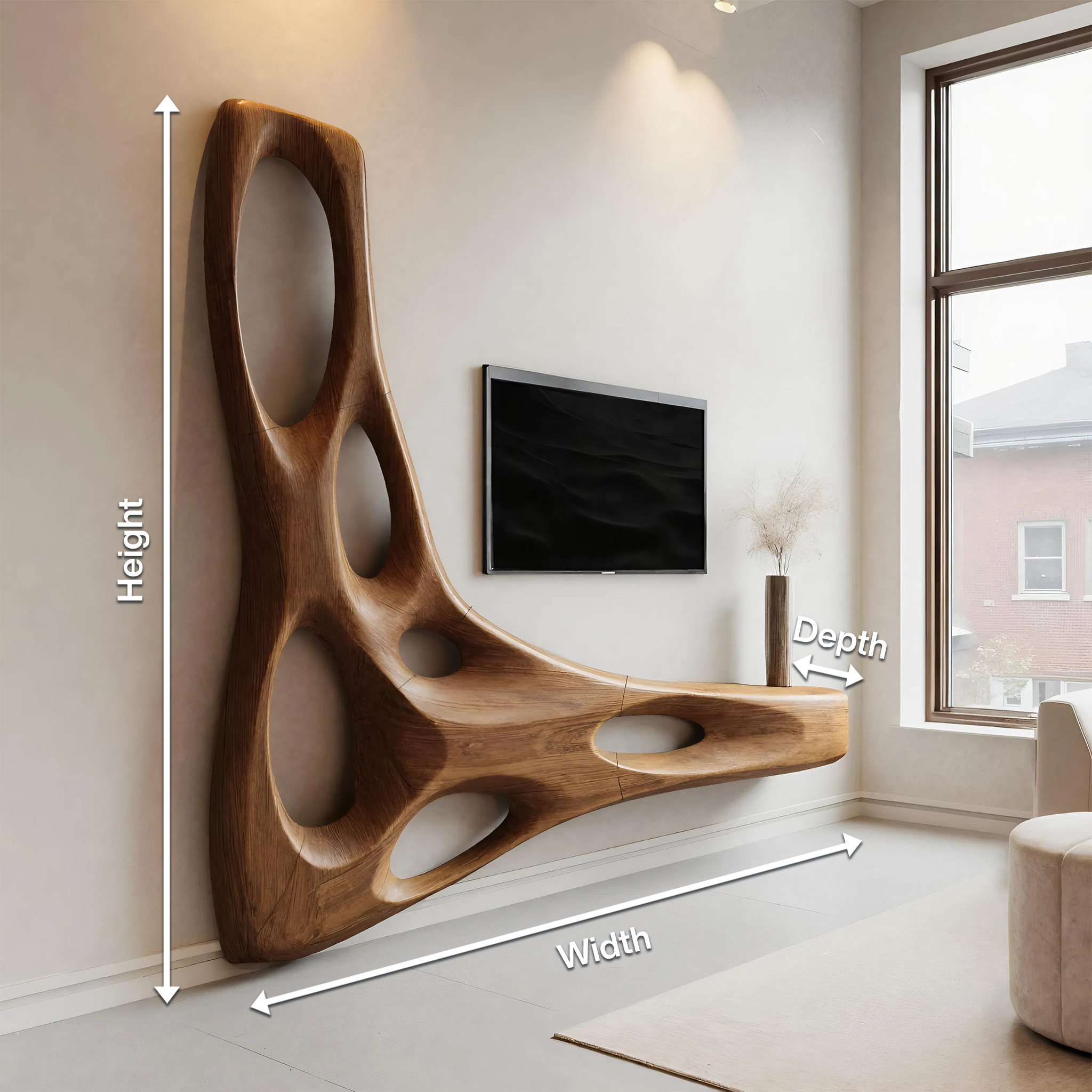 Artistic Organic Wall Mounted Media Console For Living Room SITHHNTVC038