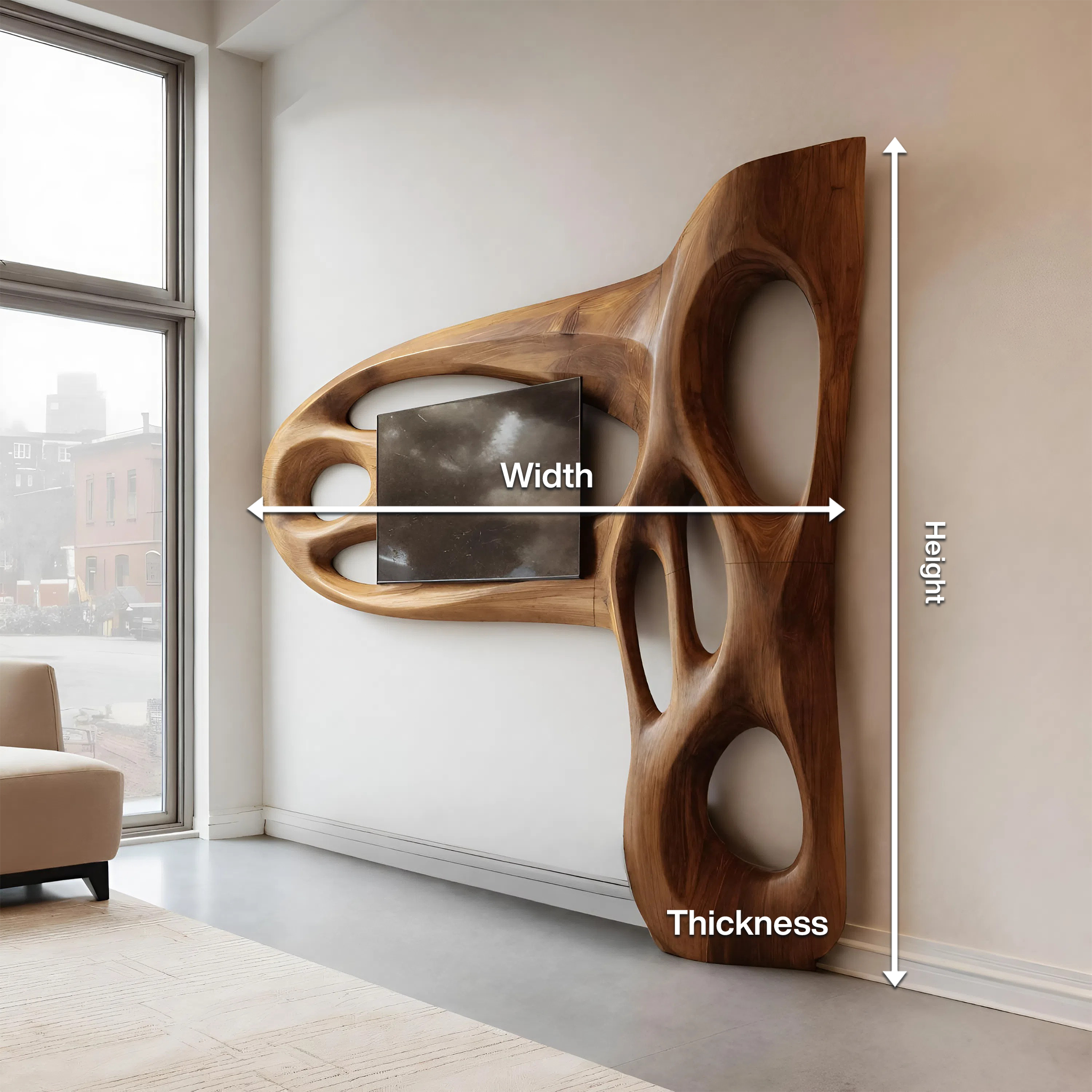 Contemporary Sculptural TV Frame For Living Room Decor SITHHNTVC039