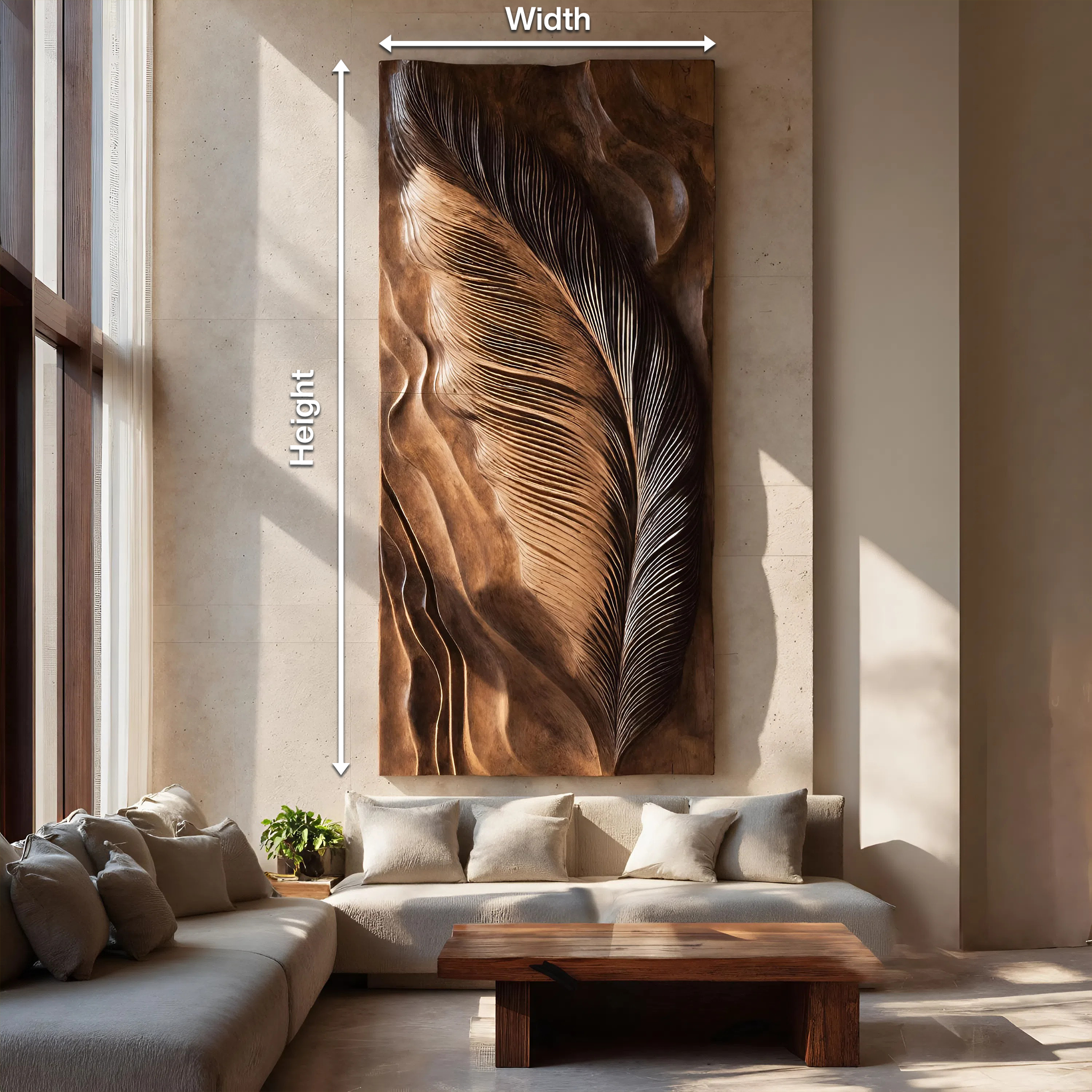 Hand Carved Feather Wall Art Design For Home RTTHHNWA105