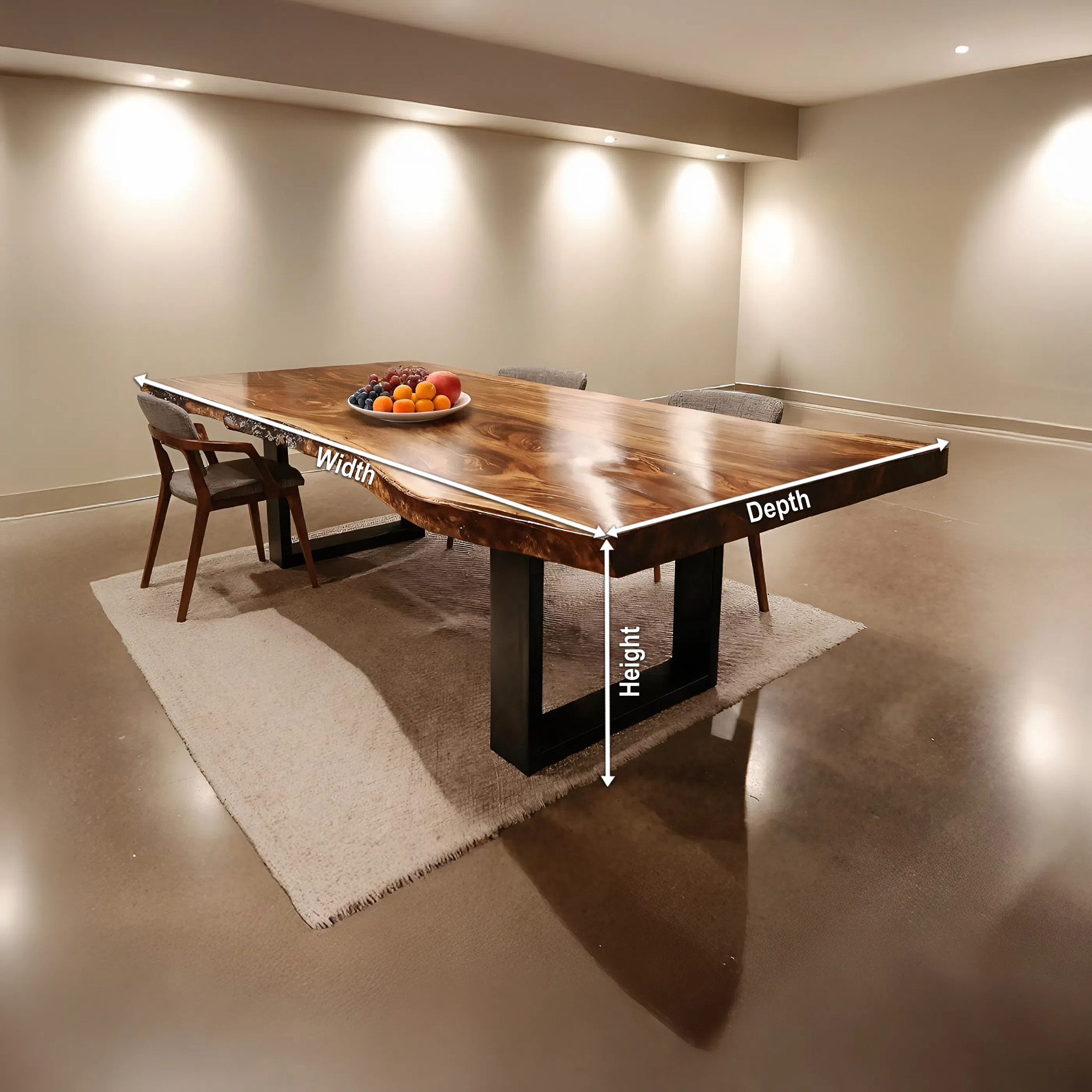 Furniture Decor Modern Solid Wood Dining Table Sleek Edge SILDTTRDN032