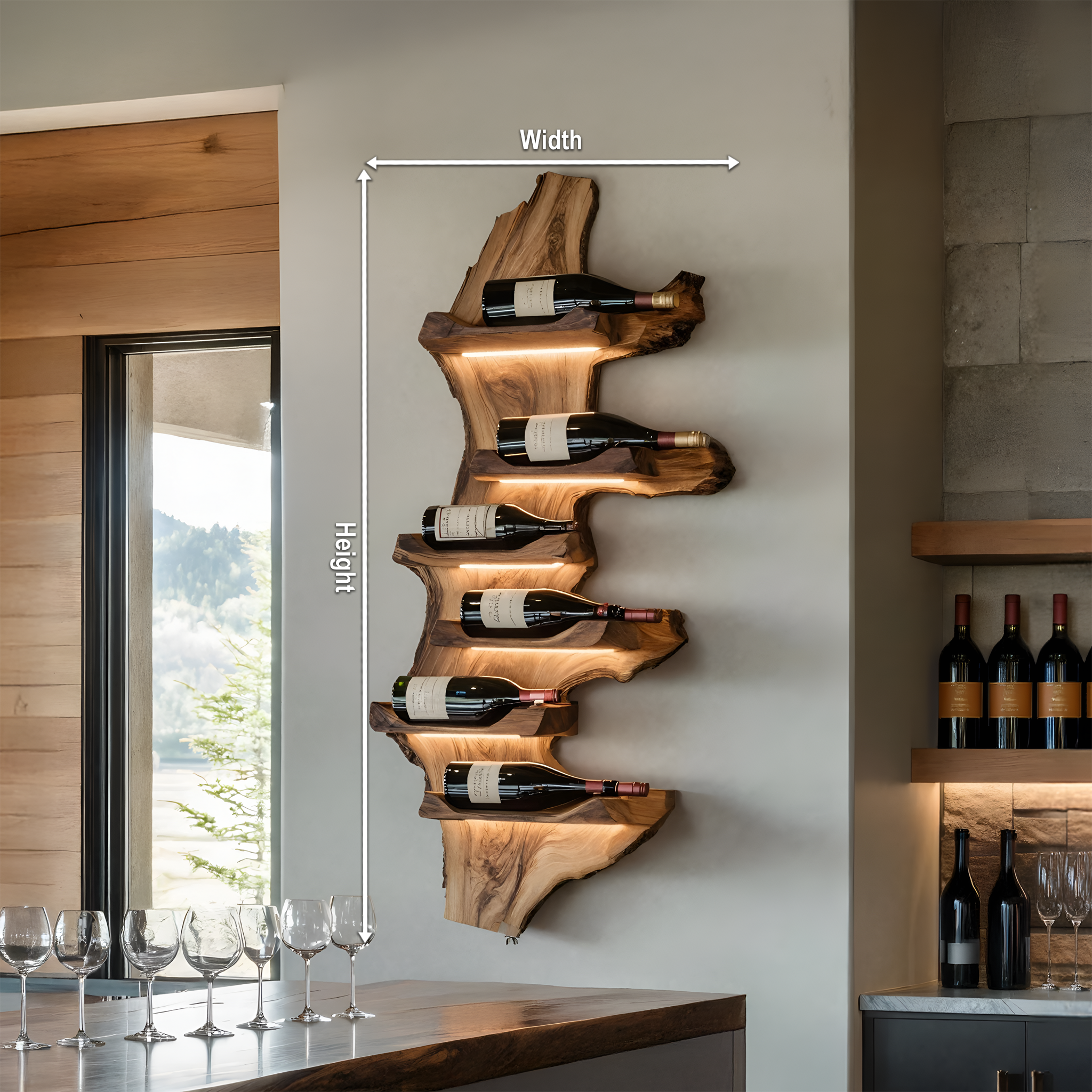 Farmhouse Live Edge Wine Holder For Entryway Furniture Decor SILDTTRWH048