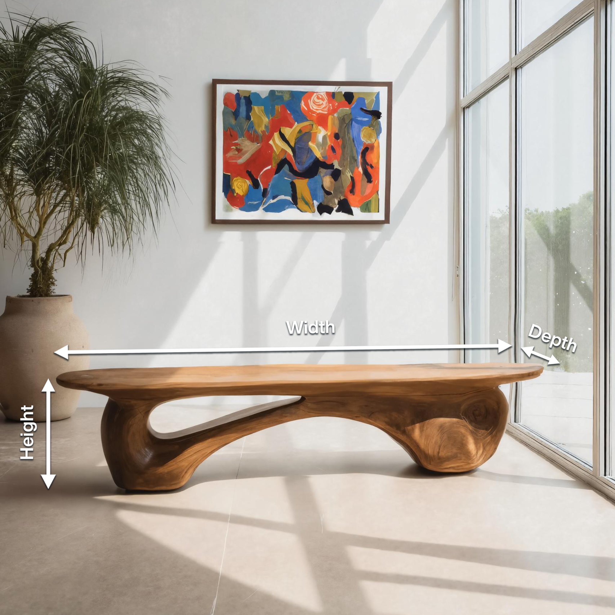 Organic Bench With Carved Design For Living Room SITHHNCHR053