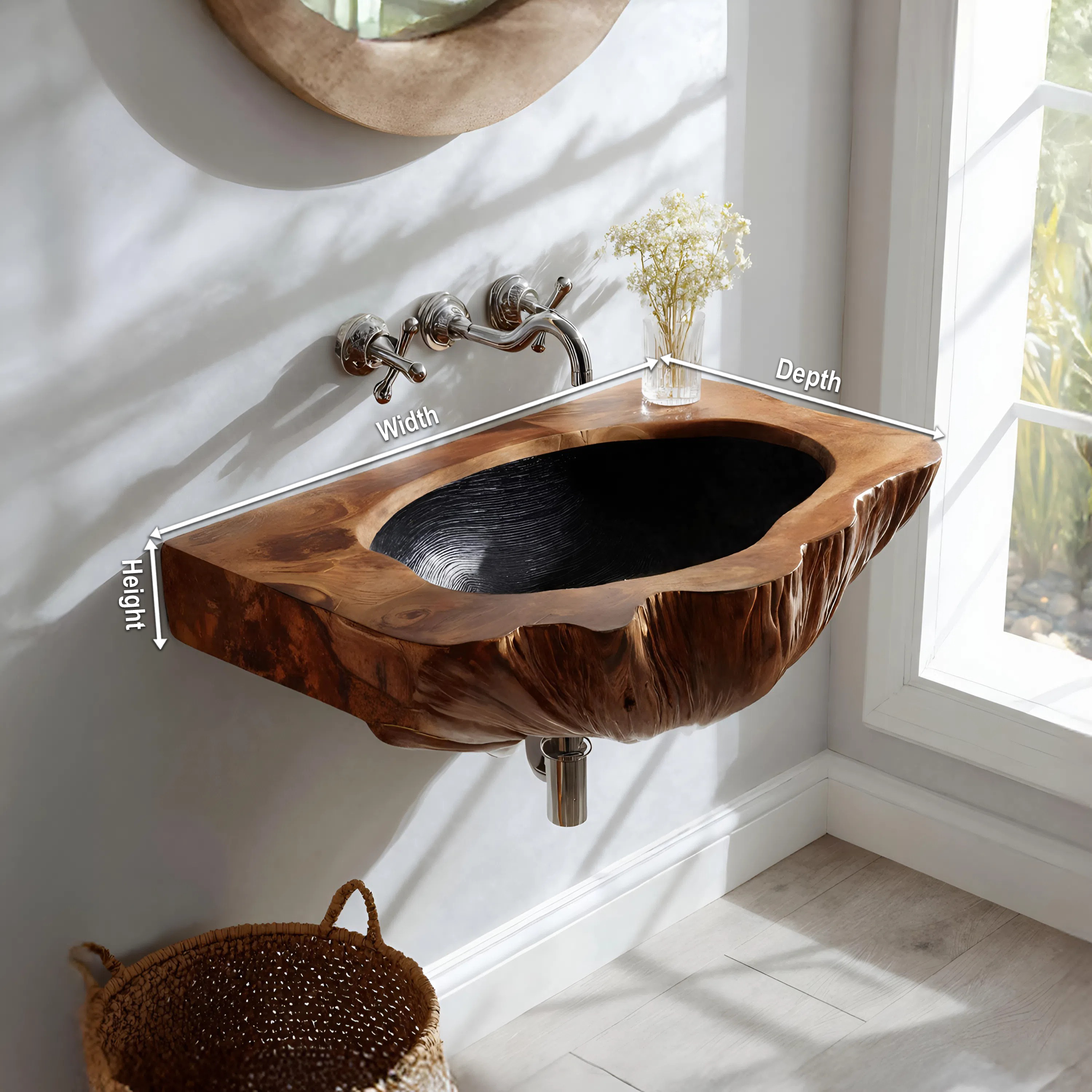 Mid Century Wall Mounted Wooden Bathroom Sink For Unique Bathroom Decor SILDTTNVS057