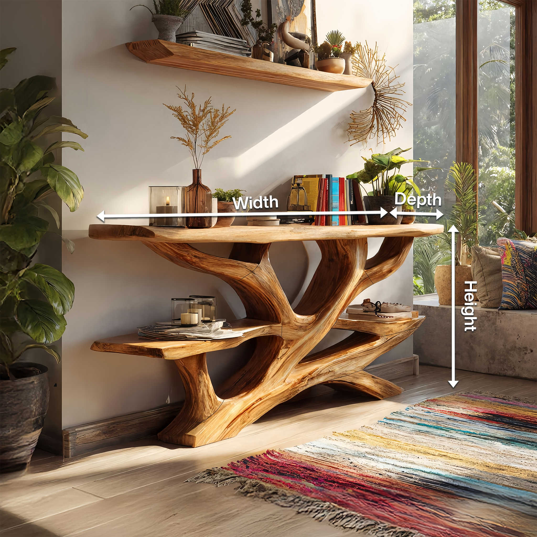 Handcrafted Wooden Live Edge Console Table For Luxury Living Room Decor SILDTTNCS047
