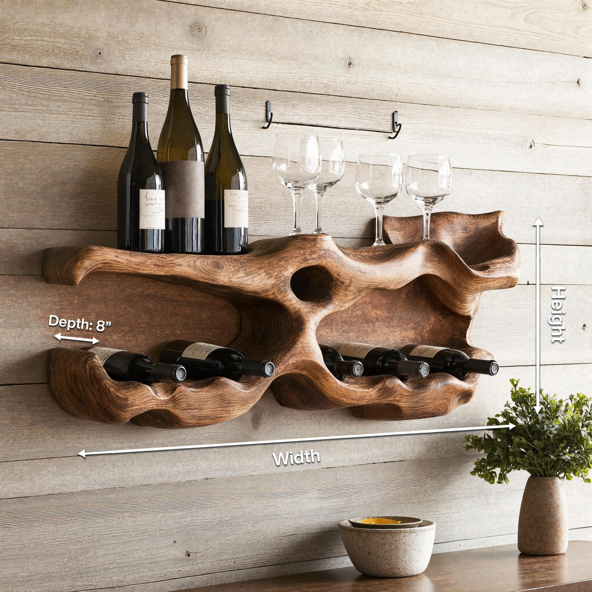 Farmhouse Wine Holder For Living Room Shelf Accent SILDTTNWH016