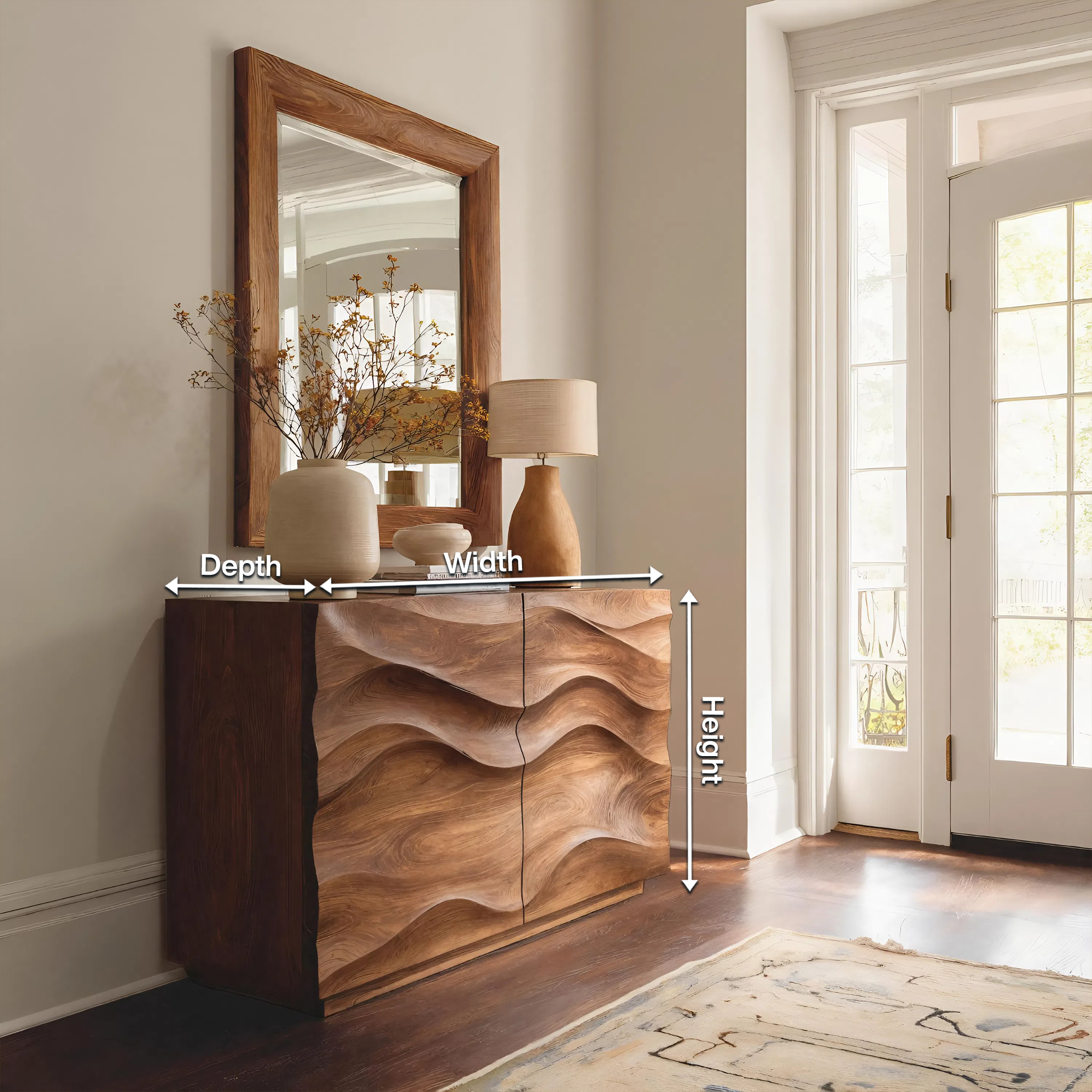 Contemporary Sideboard Sculptural Carved For Living Room RTTHHNSD009