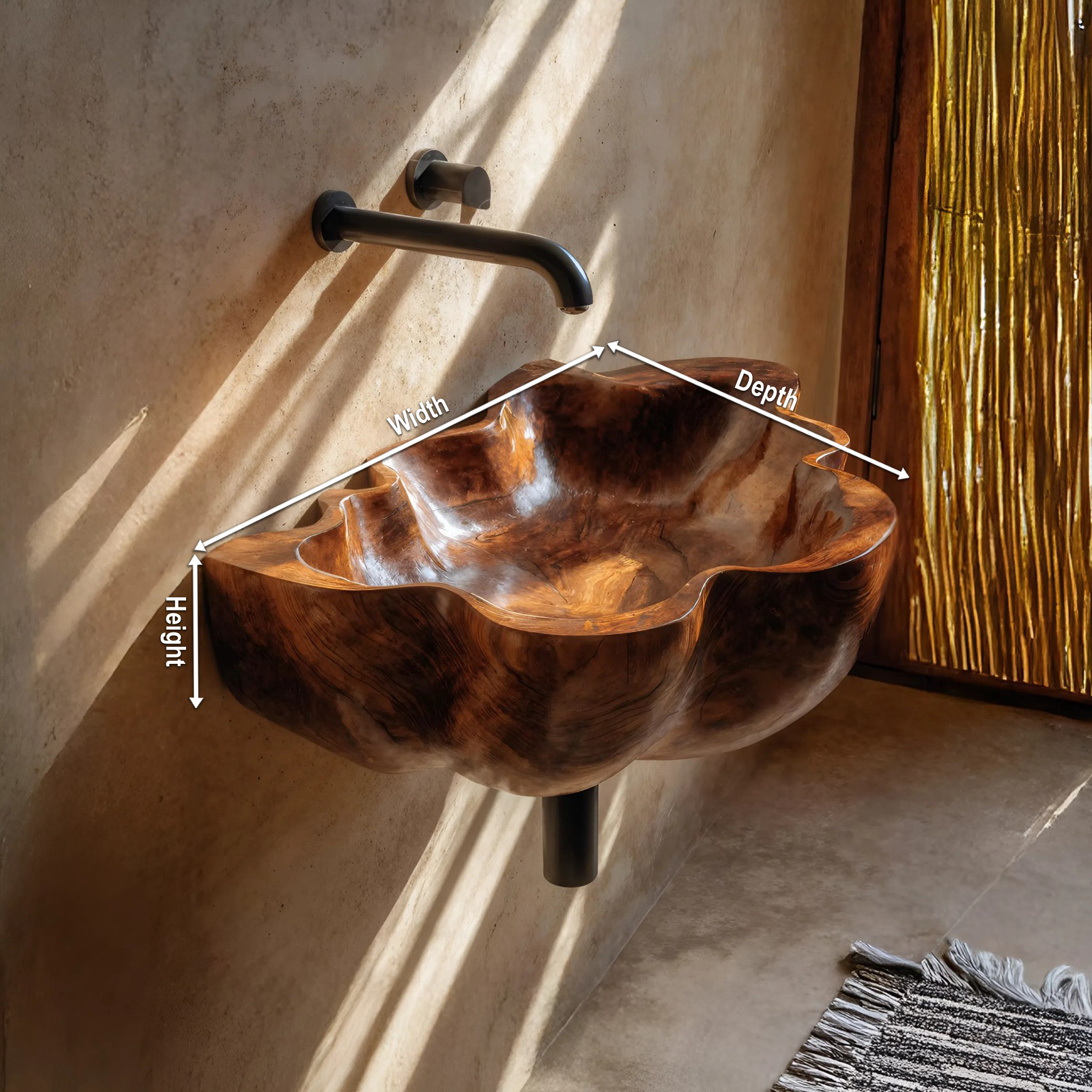 Handcrafted Live Edge Wood Basin For Unique Bedroom Vanity Decor SILDTTRVS034