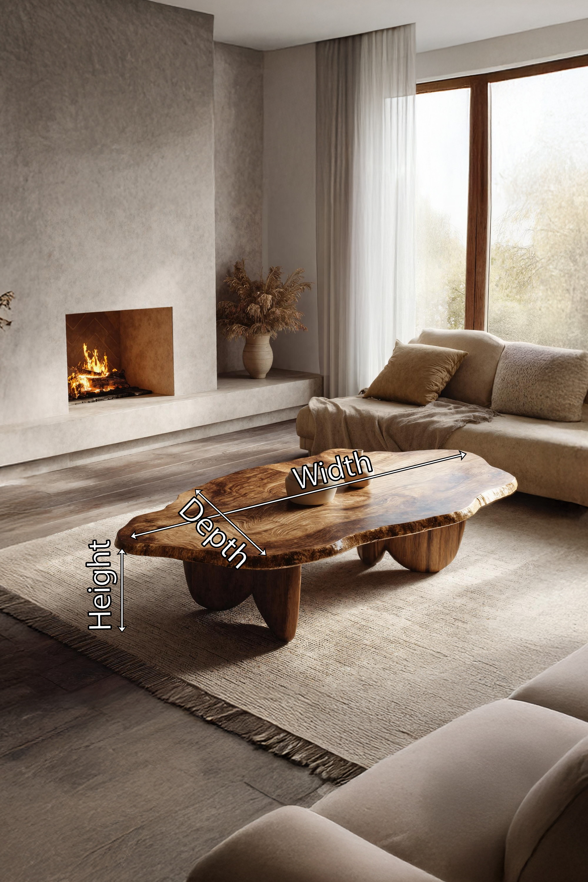 Rustic Solid Wood Live Edge Coffee Table For Entryway Design SILDTTRCF040