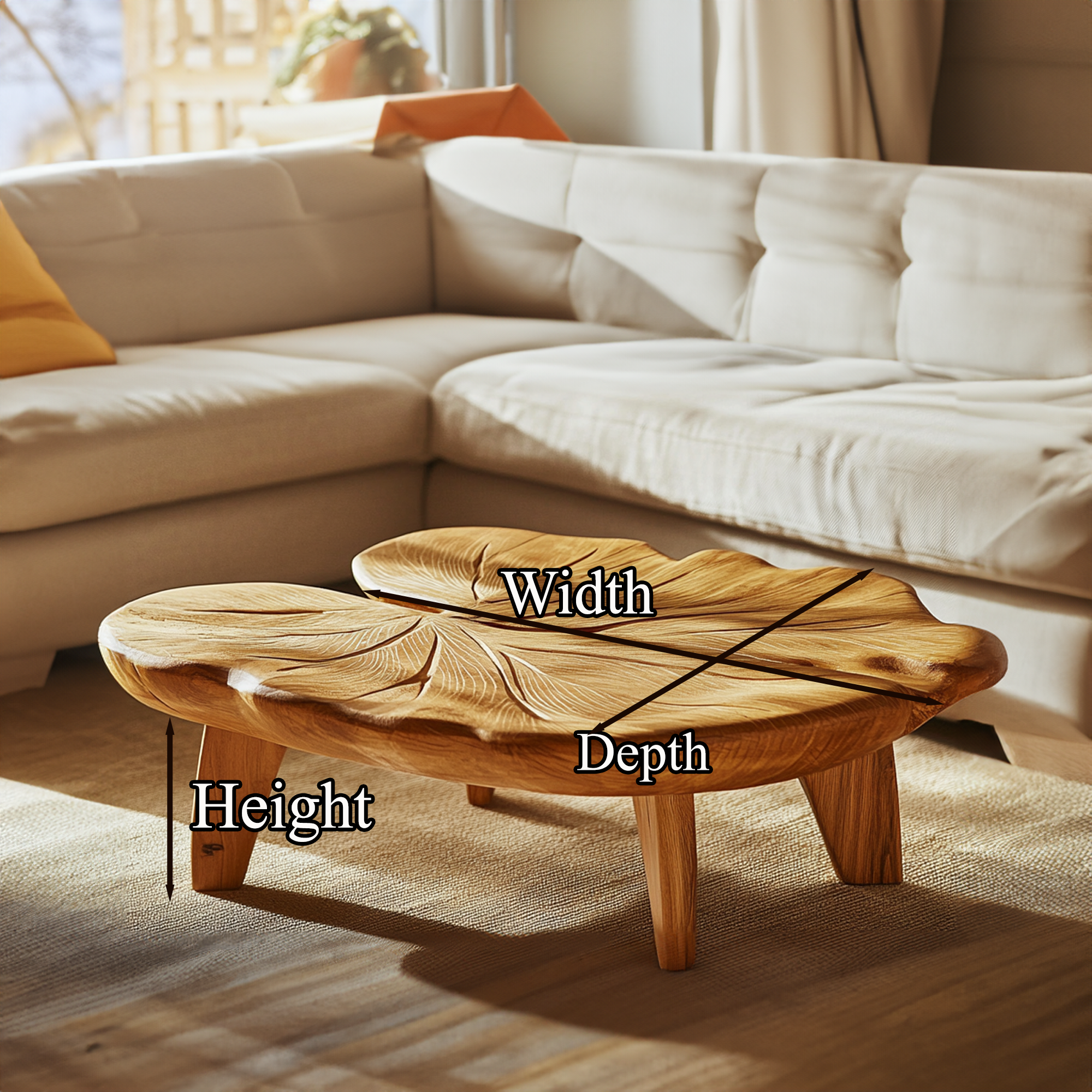 Modern Coffee Table Live Edge SINLCF009