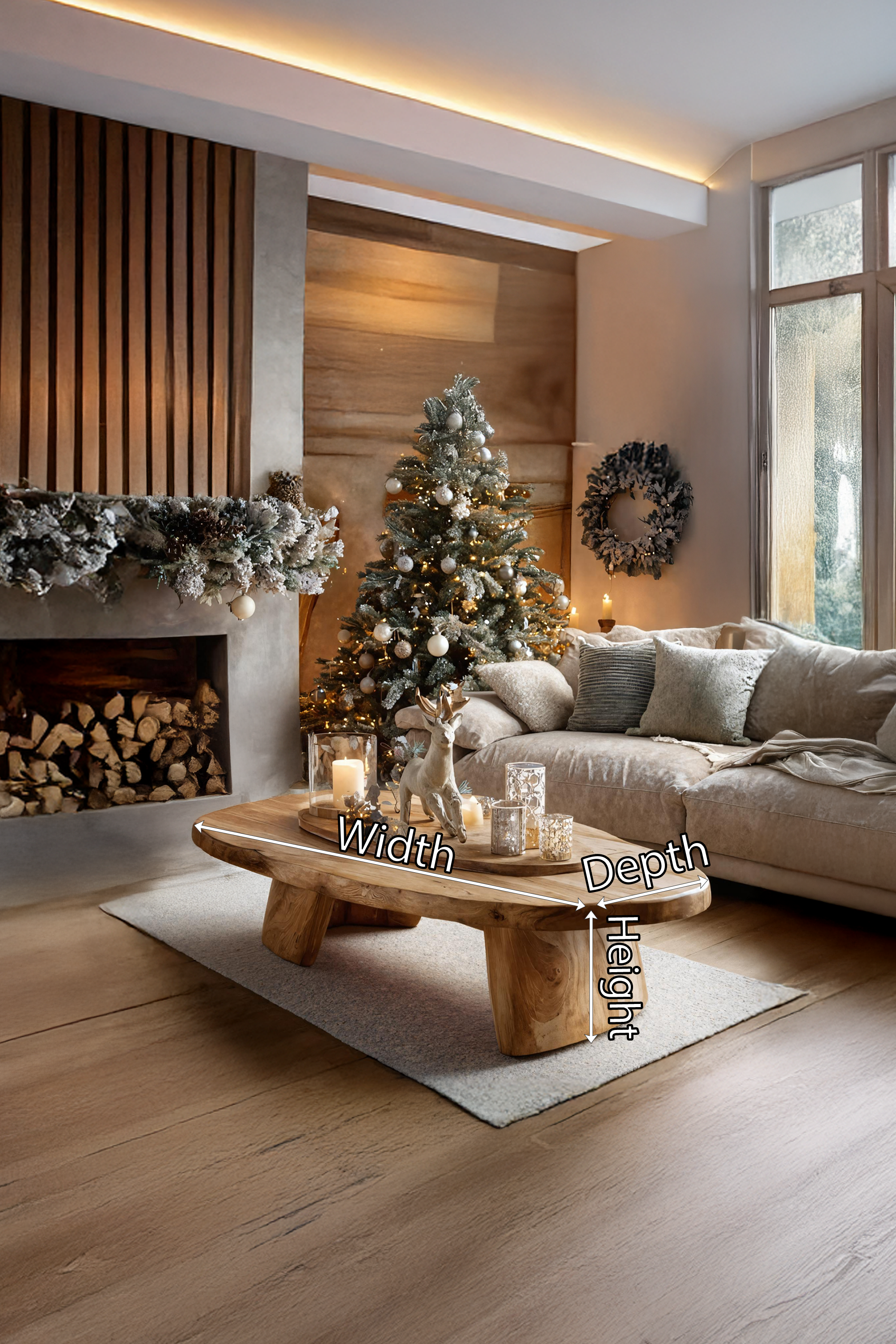 Mid Century Wooden Coffee Table For Holiday Living Room Decor SILDTTRCCF012