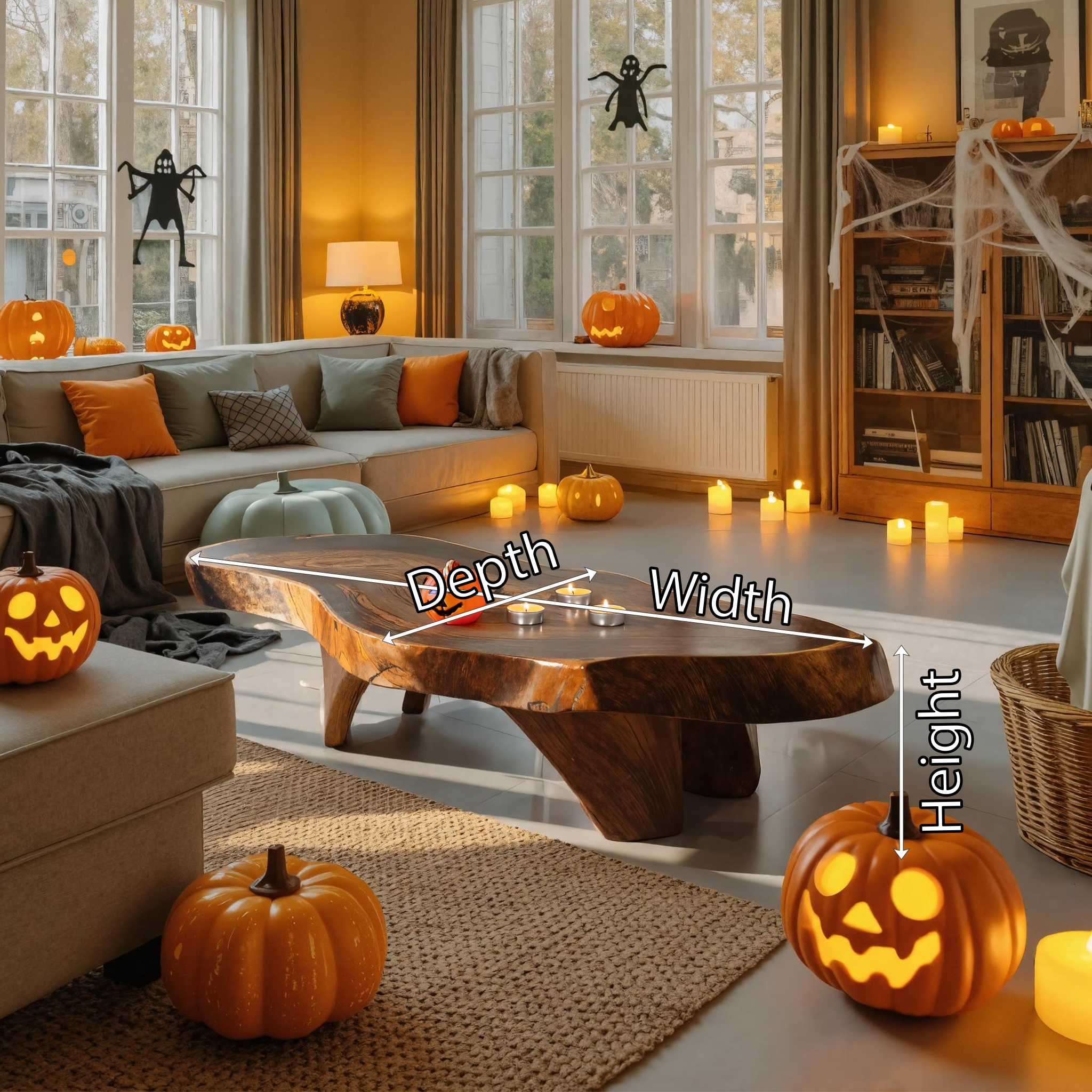 Farmhouse Wooden Live Edge Coffee Table For Furniture Decor Halloween Decor SILDTTRHCF006