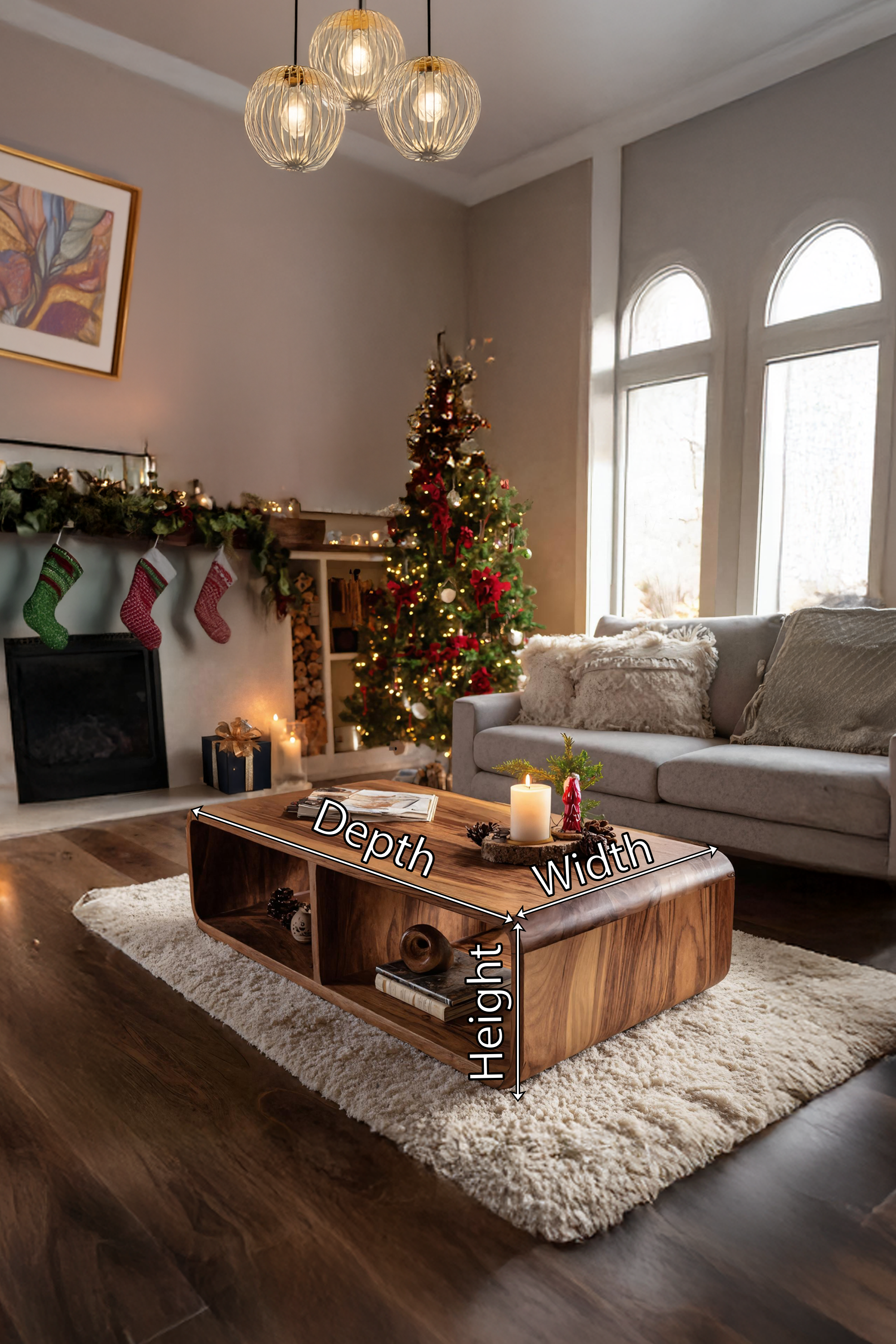 Handcrafted Wooden Coffee Table For Christmas Living Room Style SILDTTRCCF037