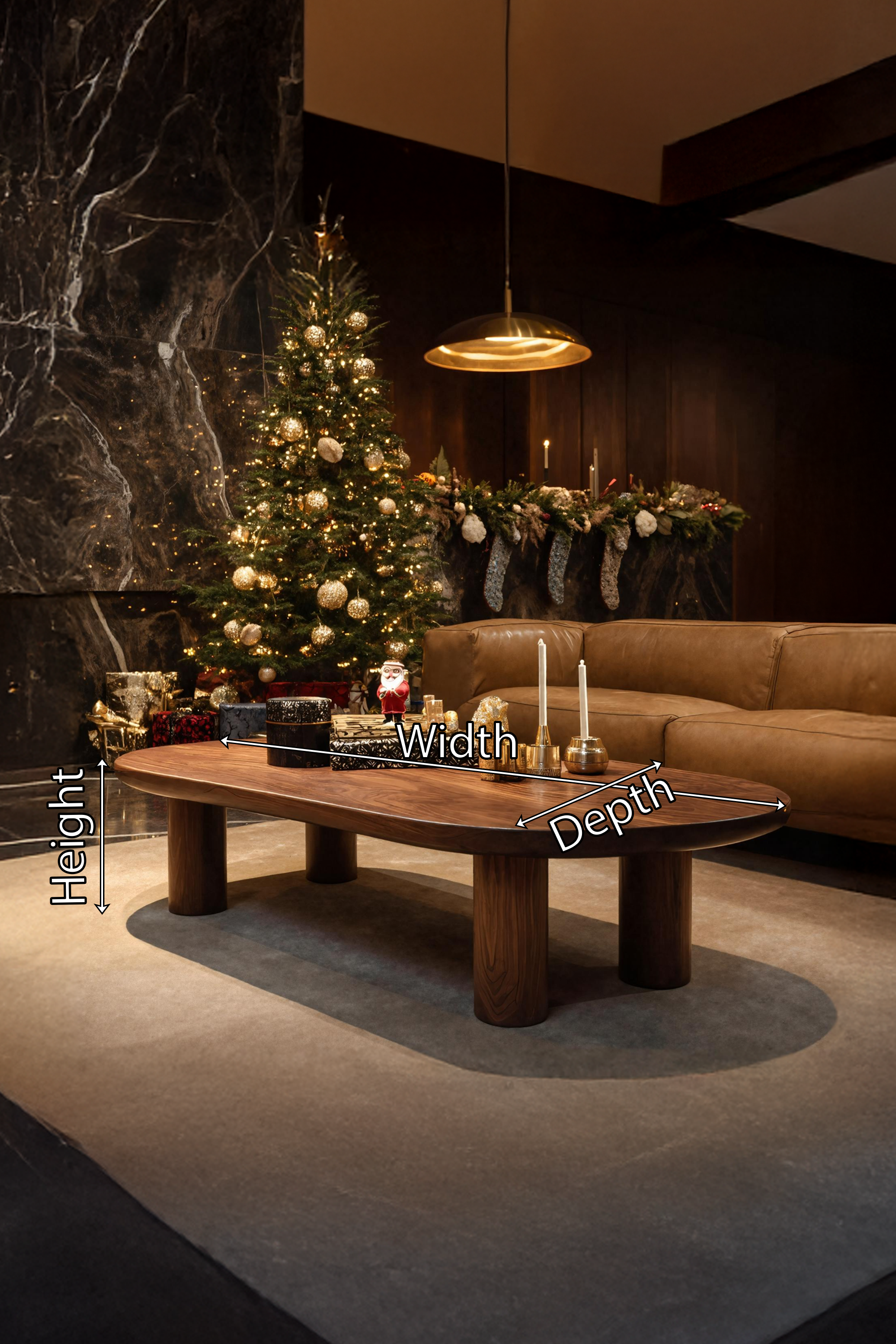 Rustic Handcrafted Coffee Table Solid Wood For Christmas Living Room SILDTTRCCF024