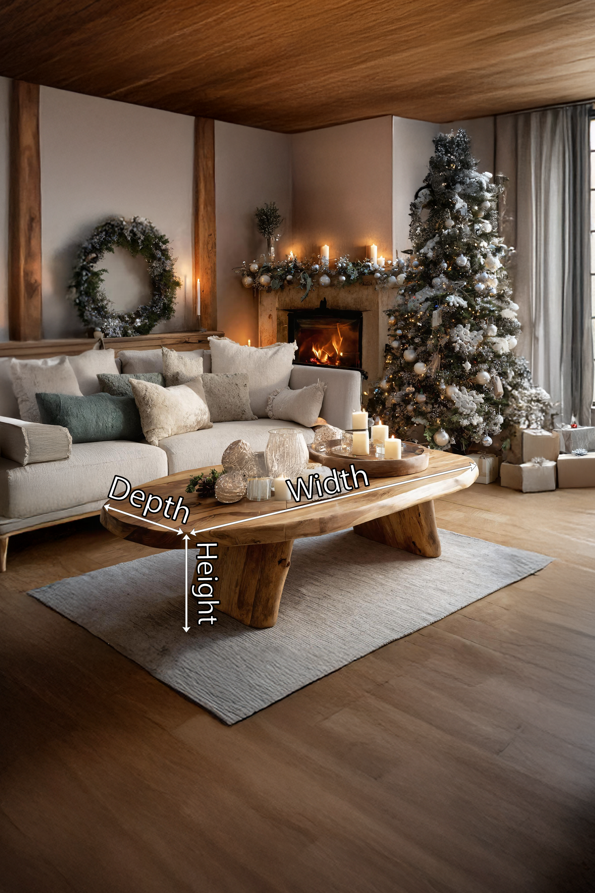 Rustic Handcrafted Wooden Coffee Table For Christmas Living Room SILDTTRCCF009