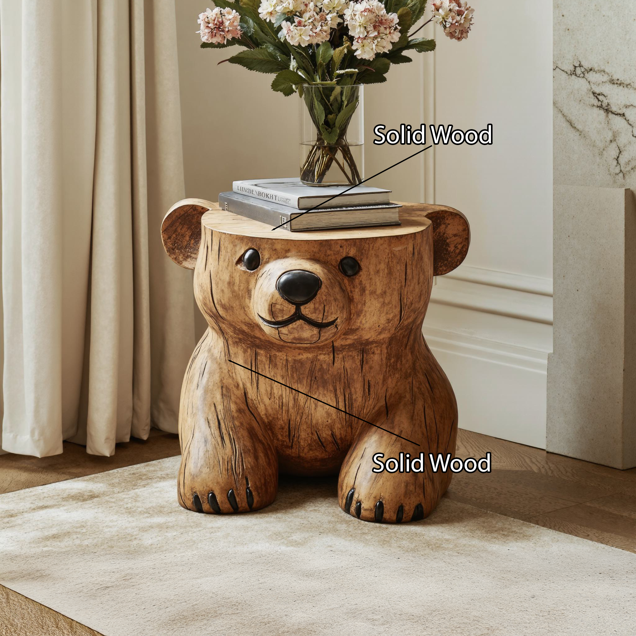 Live Edge Bear End Table Accent Table SILDTEN063