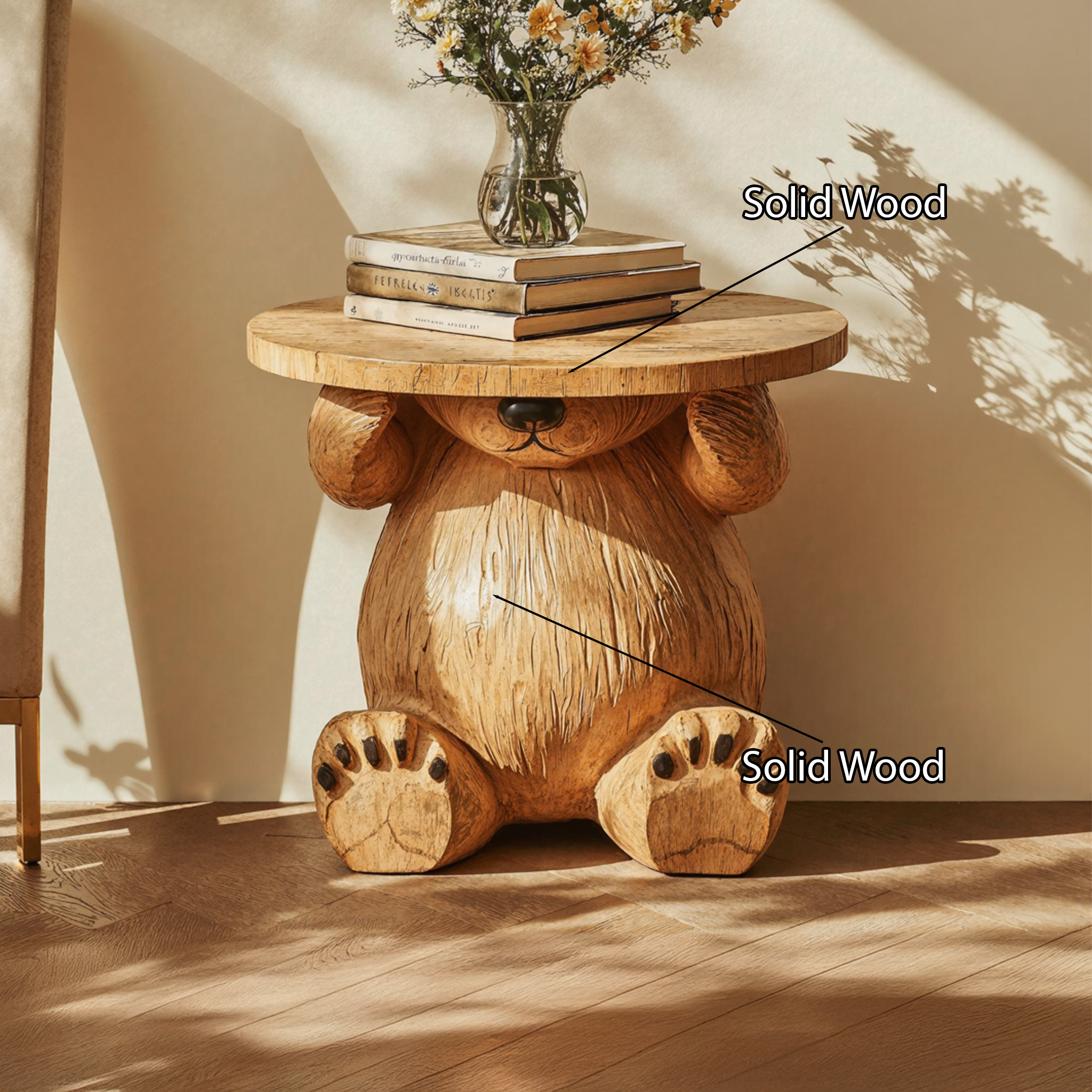 Handcrafted Round End Table Unique Design SILDTEN072