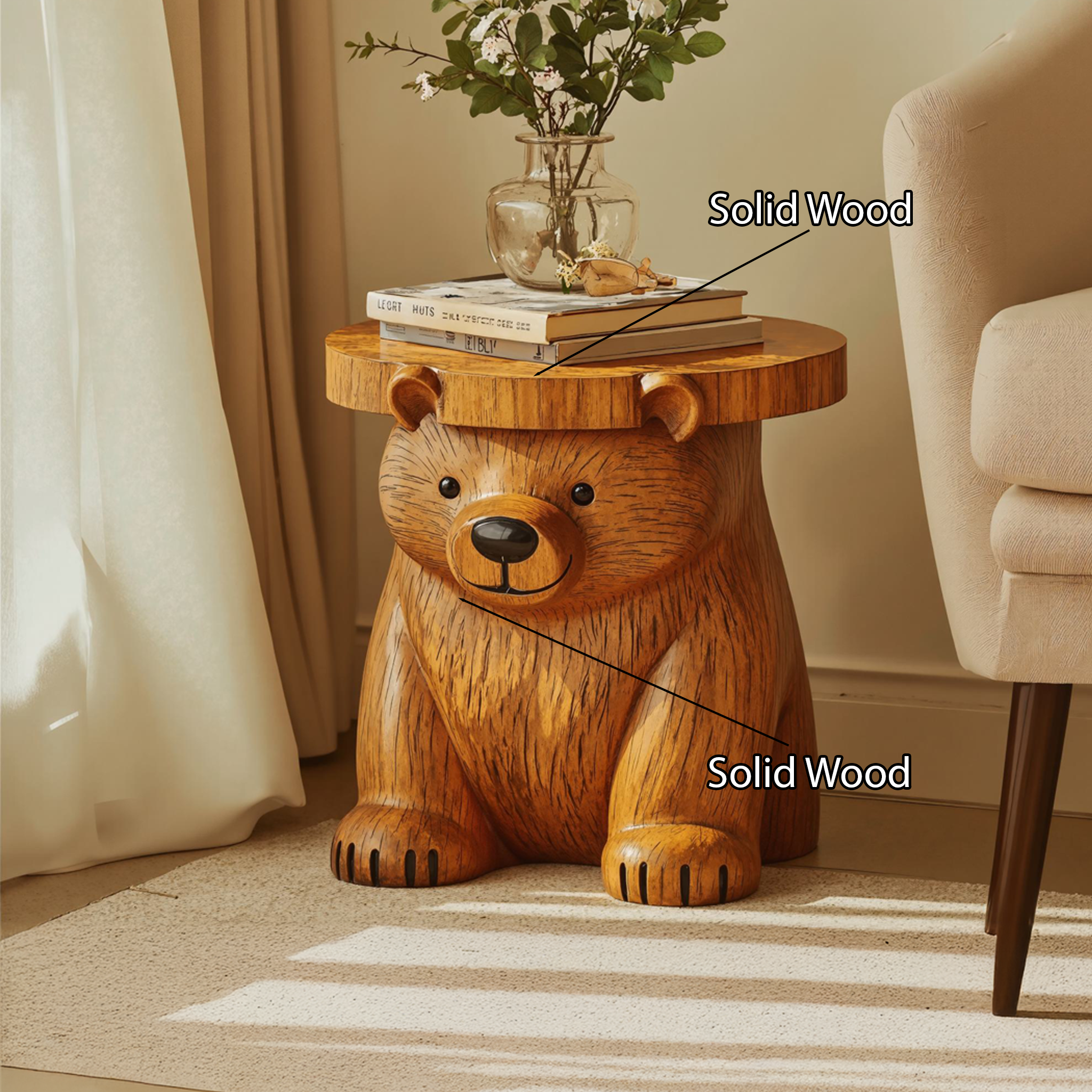Wood End Table Bear End Table Home Decor SILDTEN066