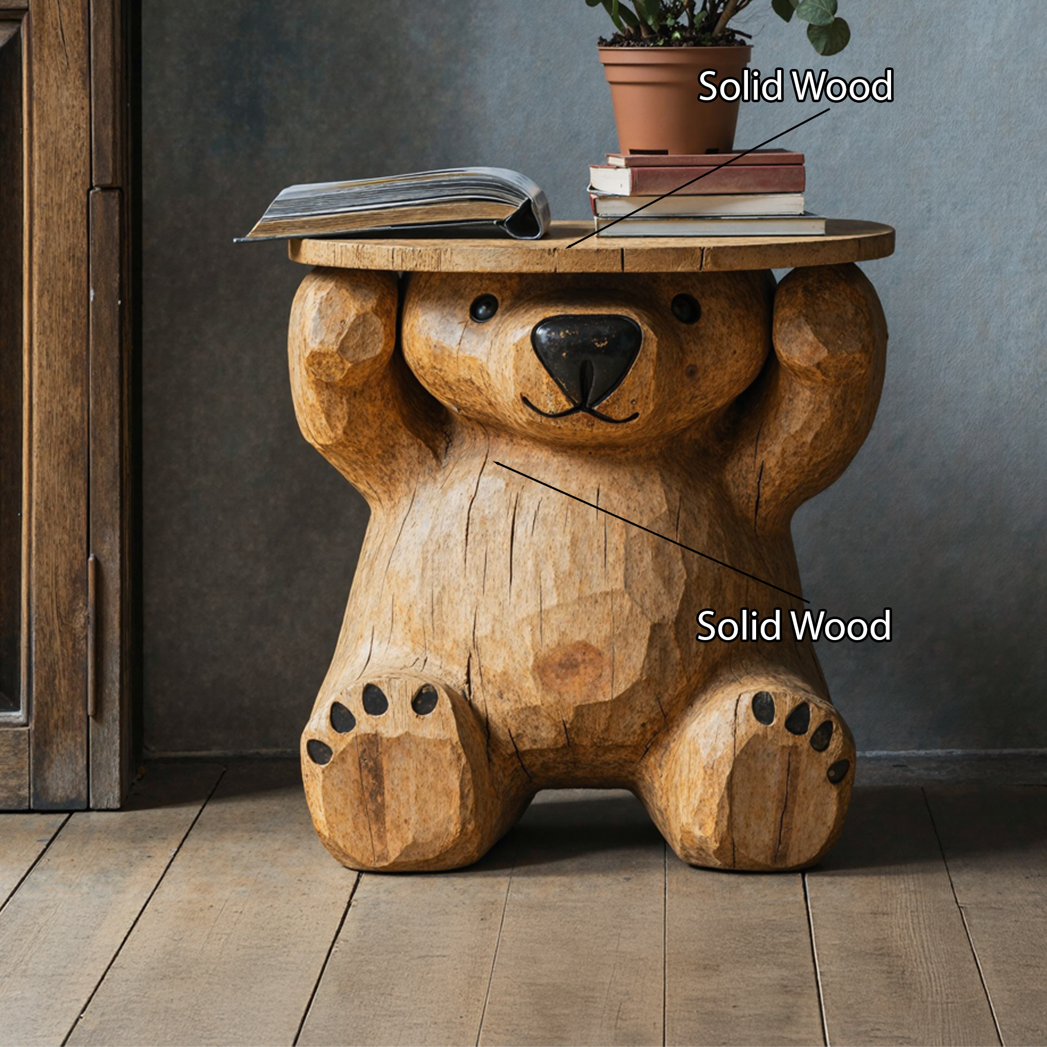 Wood Round End Table Bear End Table SILDTEN067