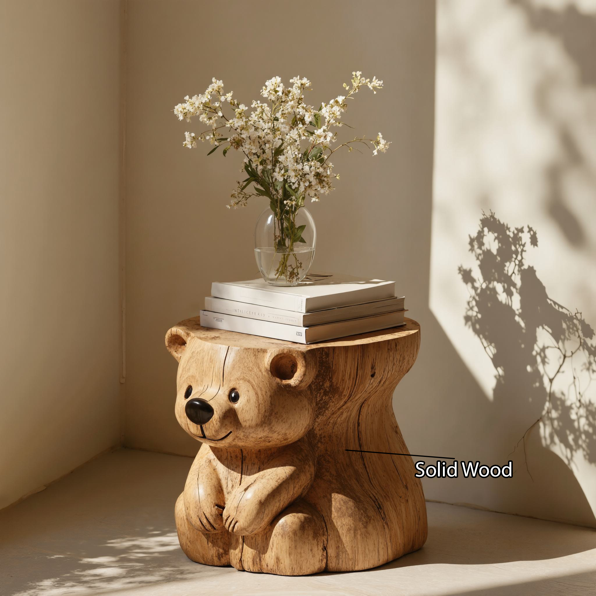 Handcrafted Bear End Table Unique Design SILDTEN073