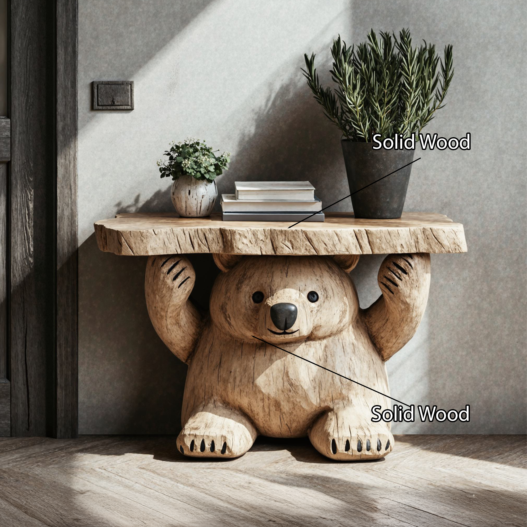 Handcrafted End Table Wood Bear End Table SILDTEN070