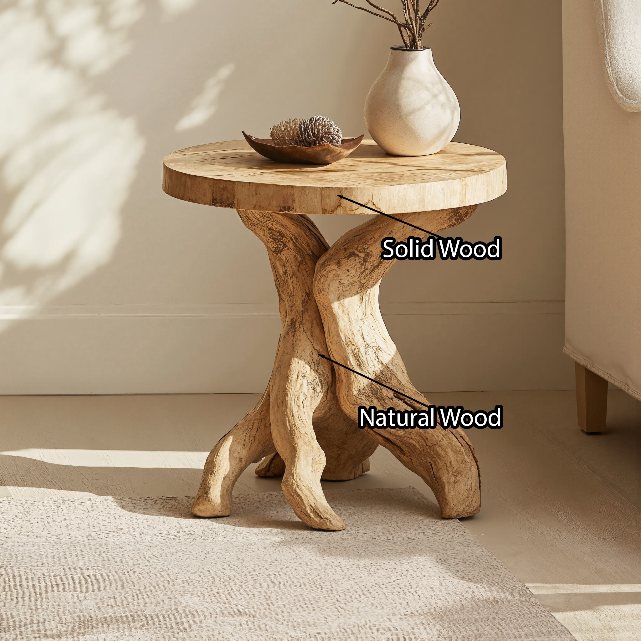 Farmhouse Wood End Table Live Edge Table Decor SILDTEN050