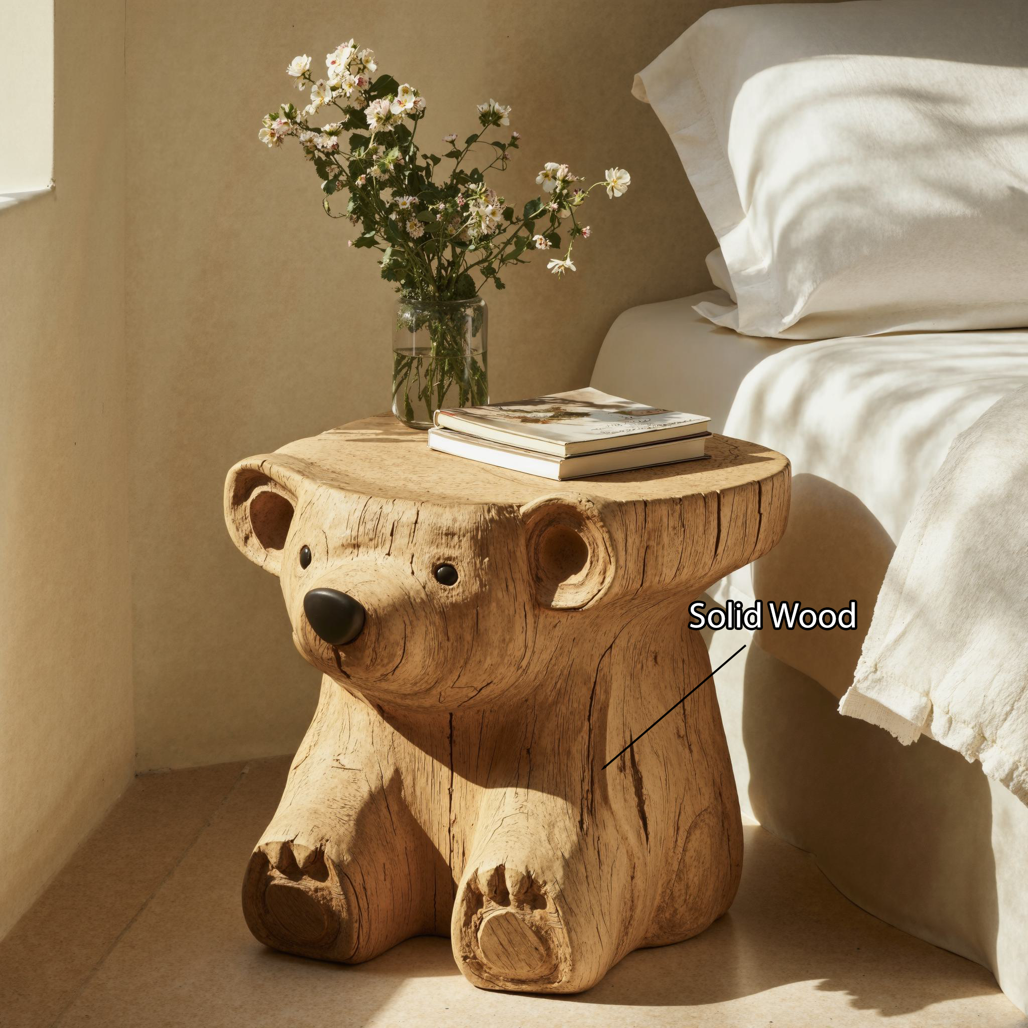 Rustic Wood End Table Bear End Table SILDTEN074