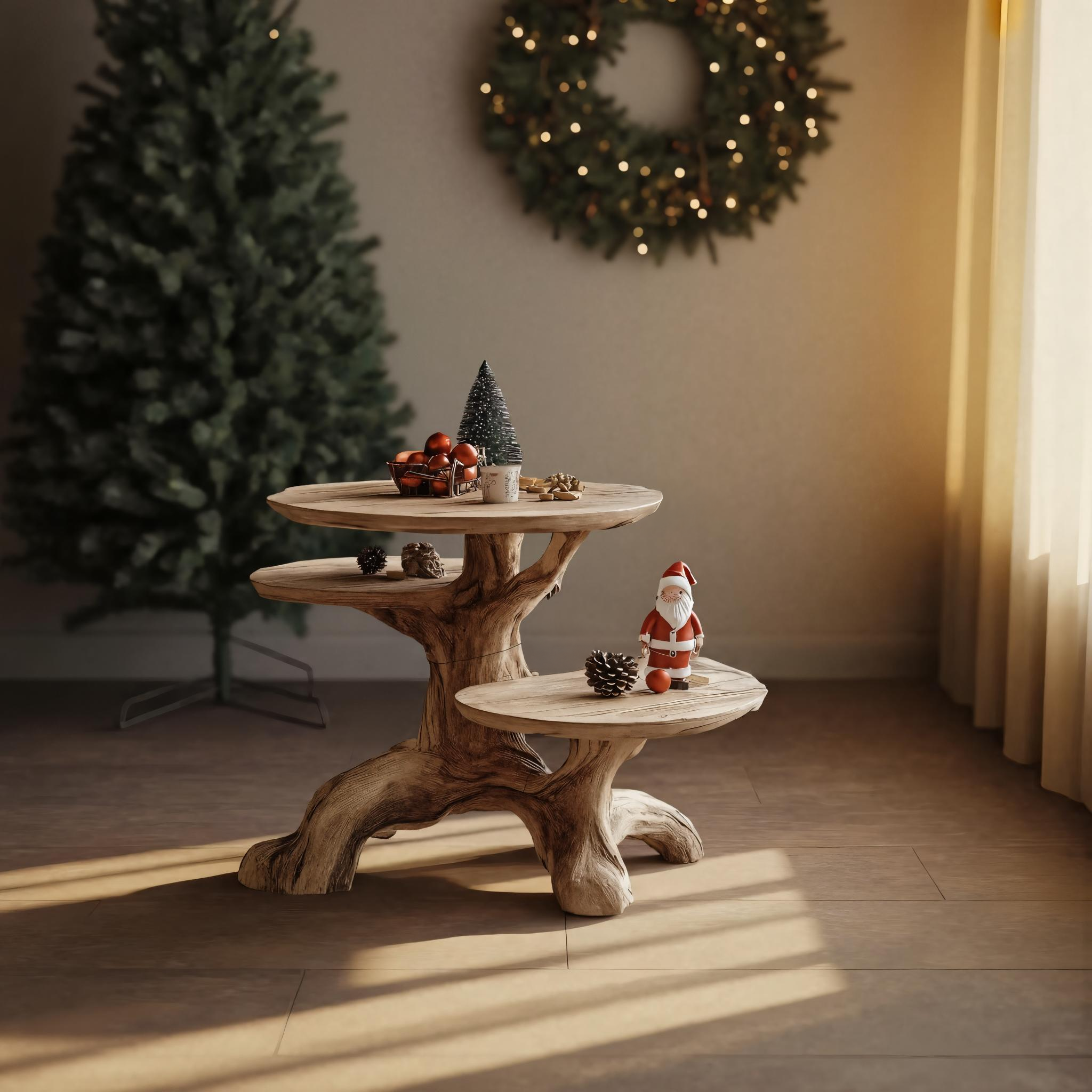 Mid Century Solid Wood End Table For Living Room Winter Holiday Style SILDTTRENC005