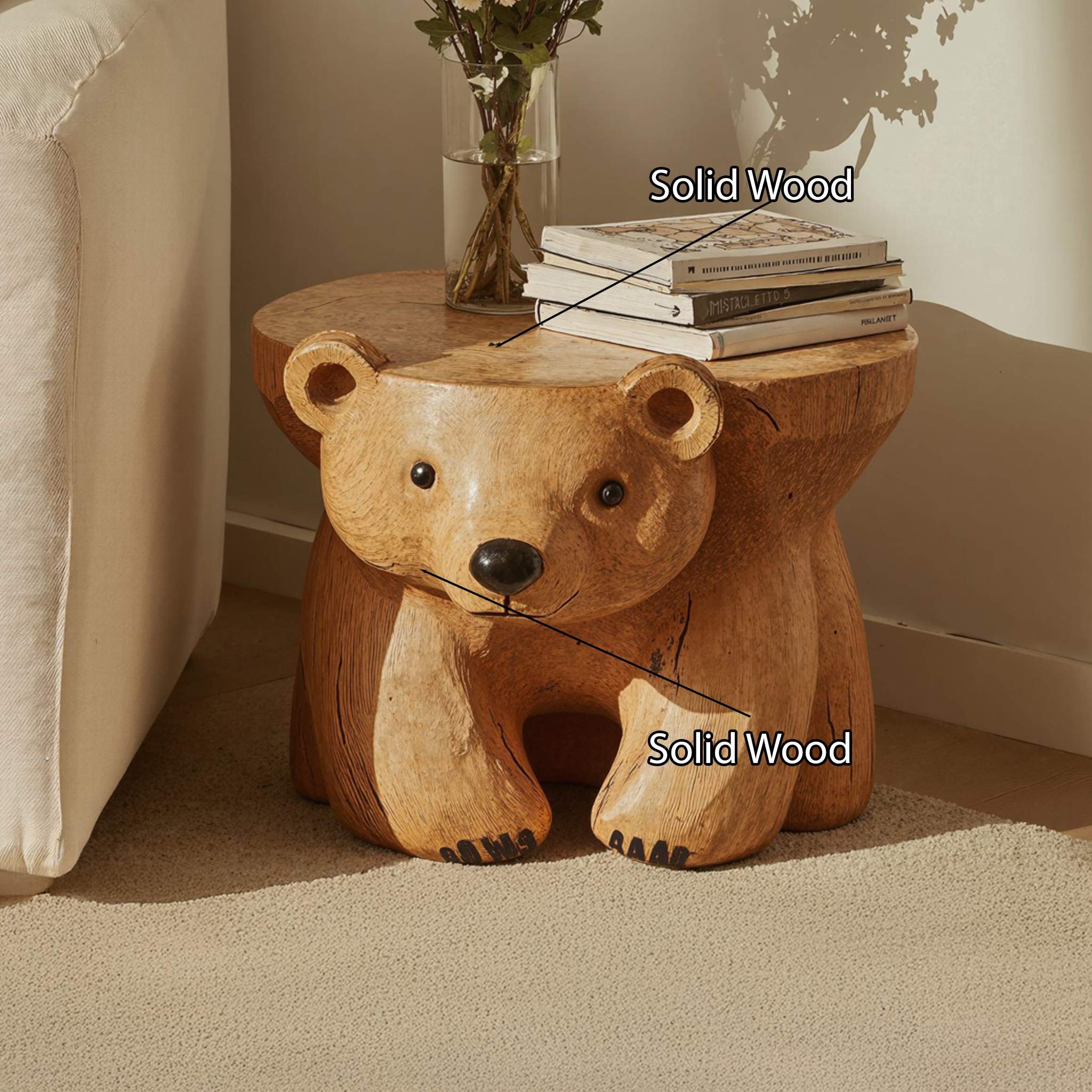 Live Edge Bear End Table Round Side Table SILDTEN065